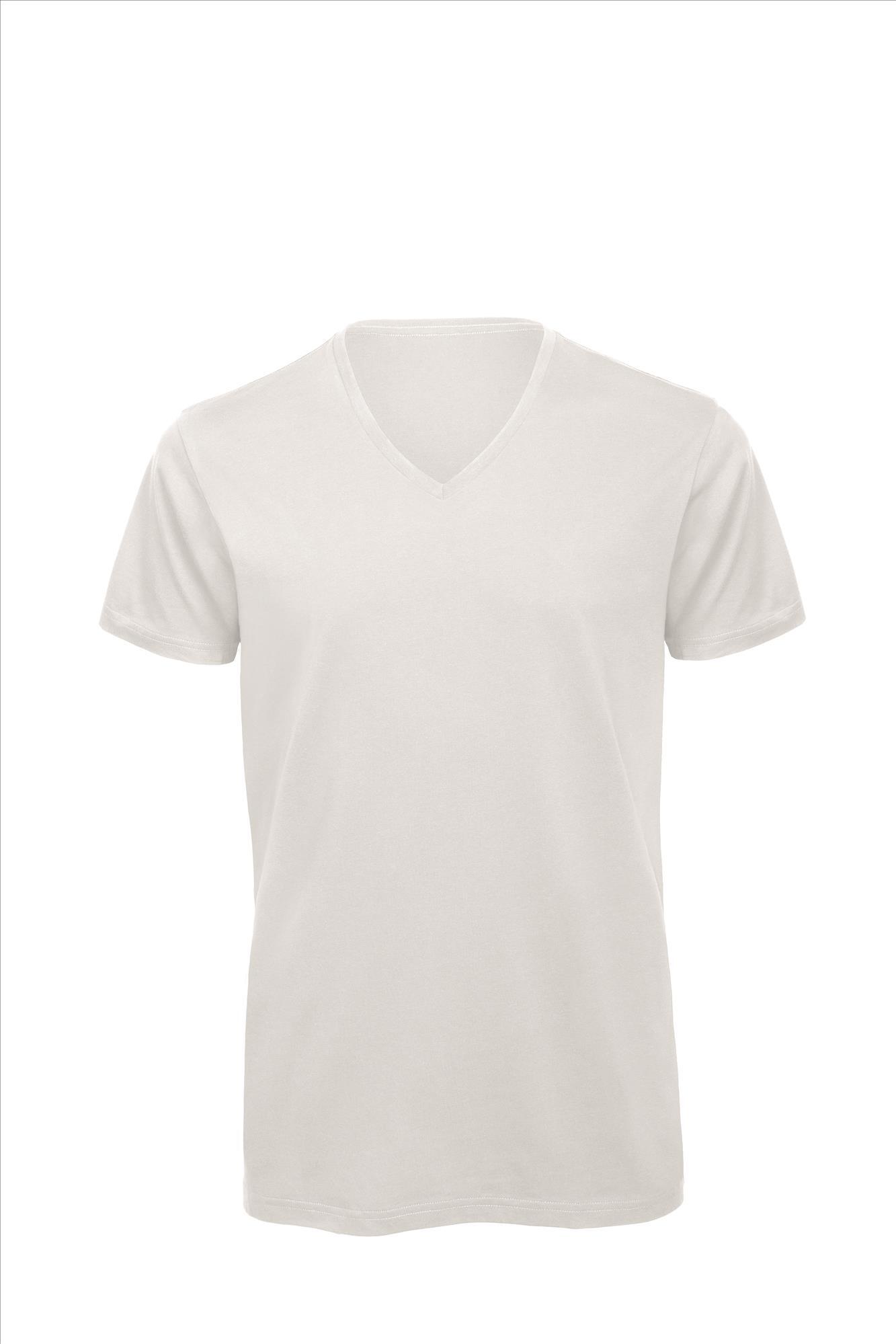 T-shirt met V-hals voor heren wit Luxe bio kwaliteit