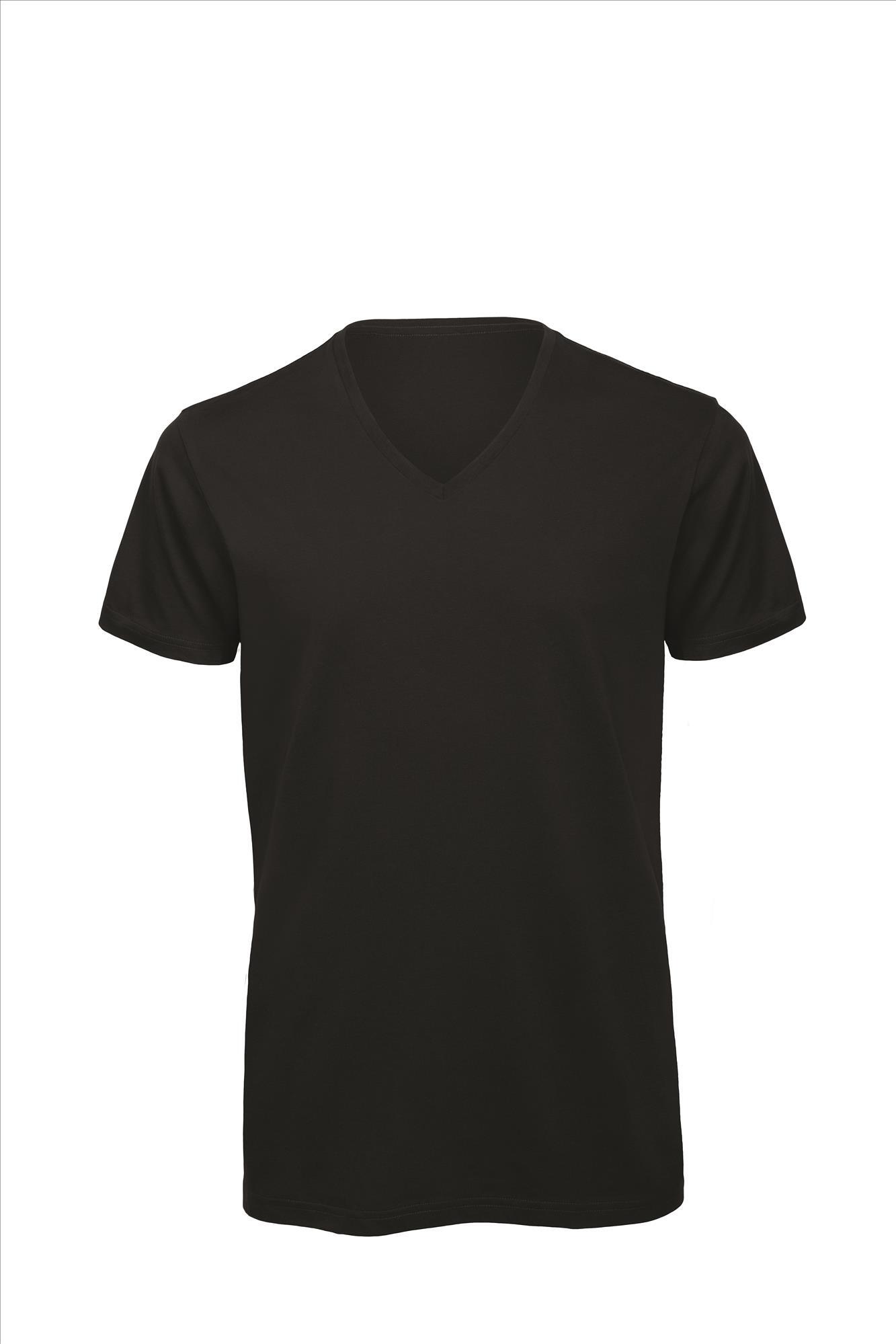T-shirt met V-hals voor heren zwart Luxe bio kwaliteit