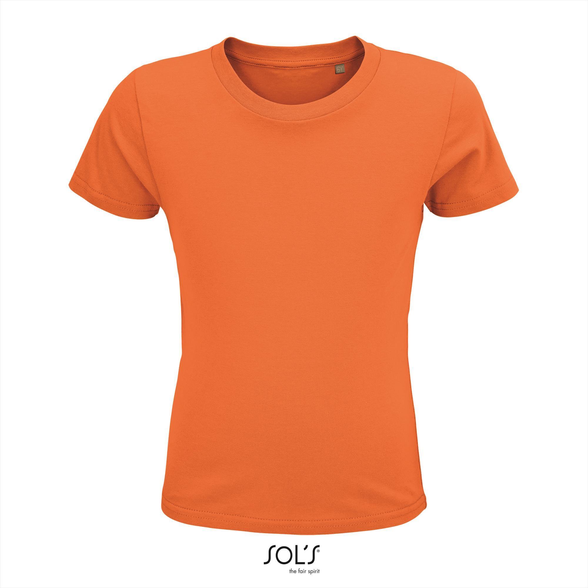 T-shirt oranje voor kids Ronde hals biologisch kindershirt