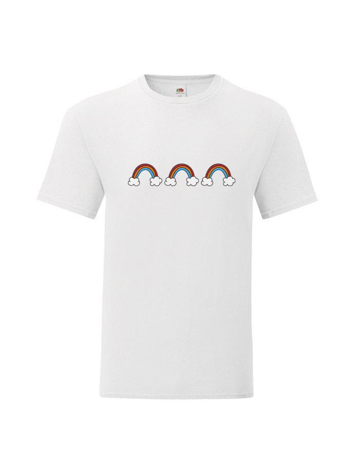 T-shirt regenboog printje regenbogen met wolken