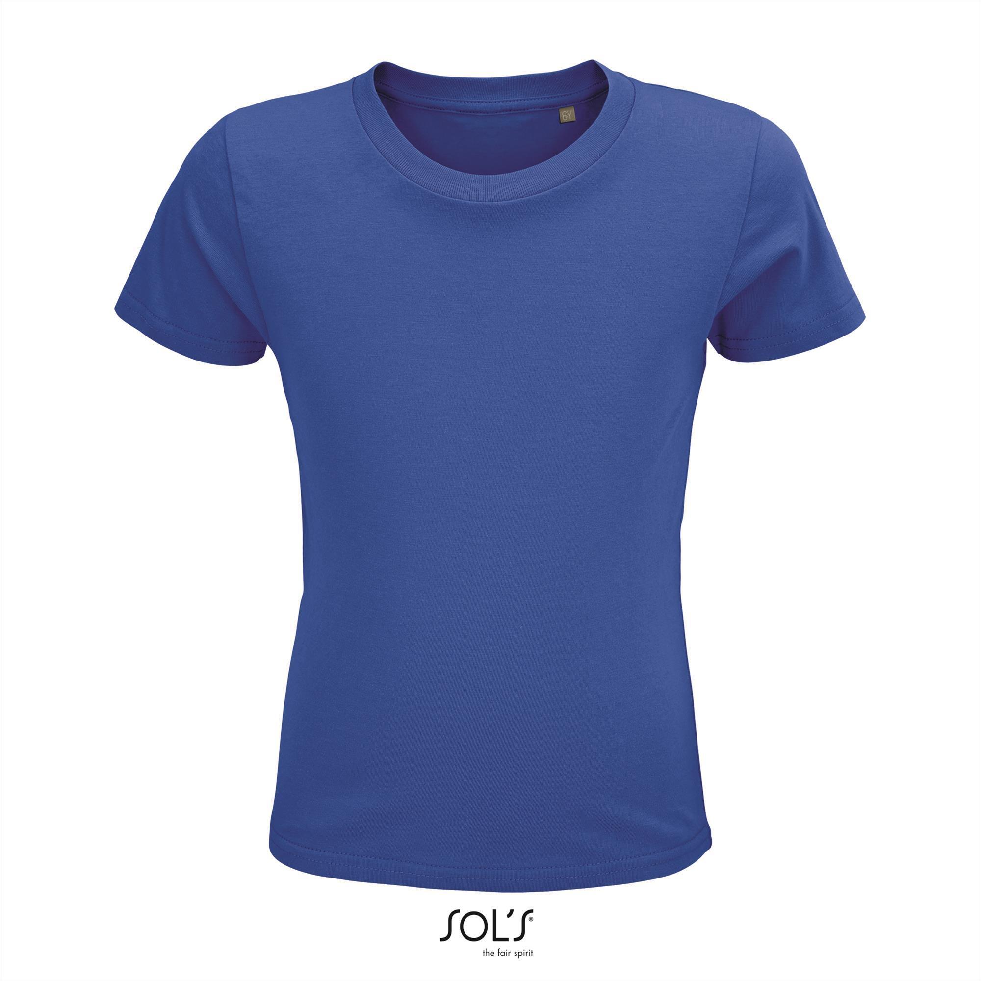 T-shirt royal blauw voor kids Ronde hals biologisch kindershirt