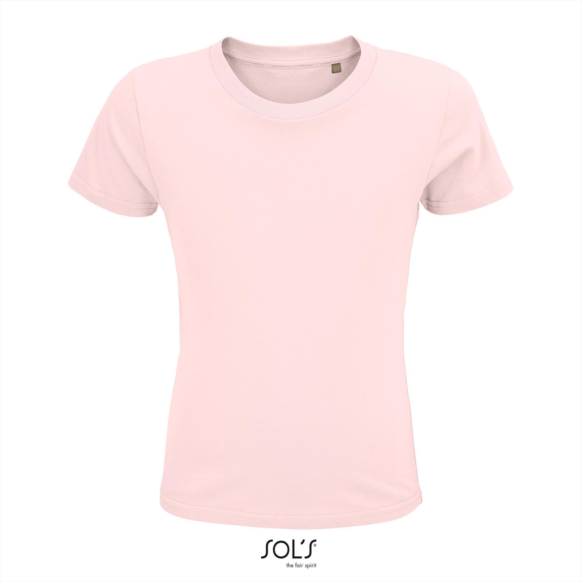 T-shirt roze voor kids Ronde hals biologisch kindershirt