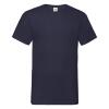 T-shirt V-hals donkerblauw  unisex heren Fruit of the Loom