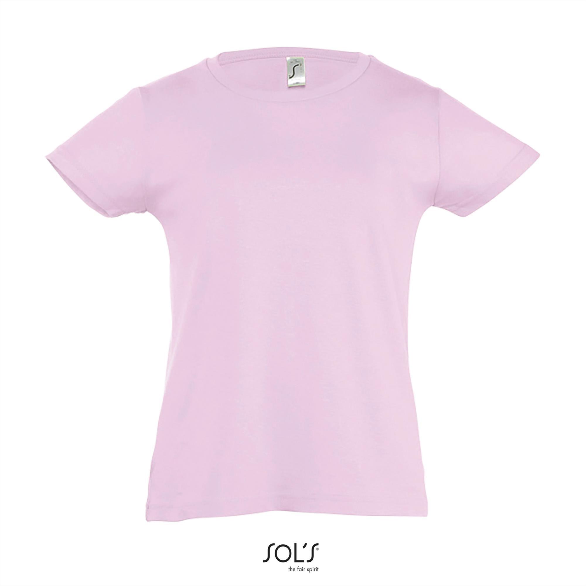 T-shirt voor meisjes roze ronde hals