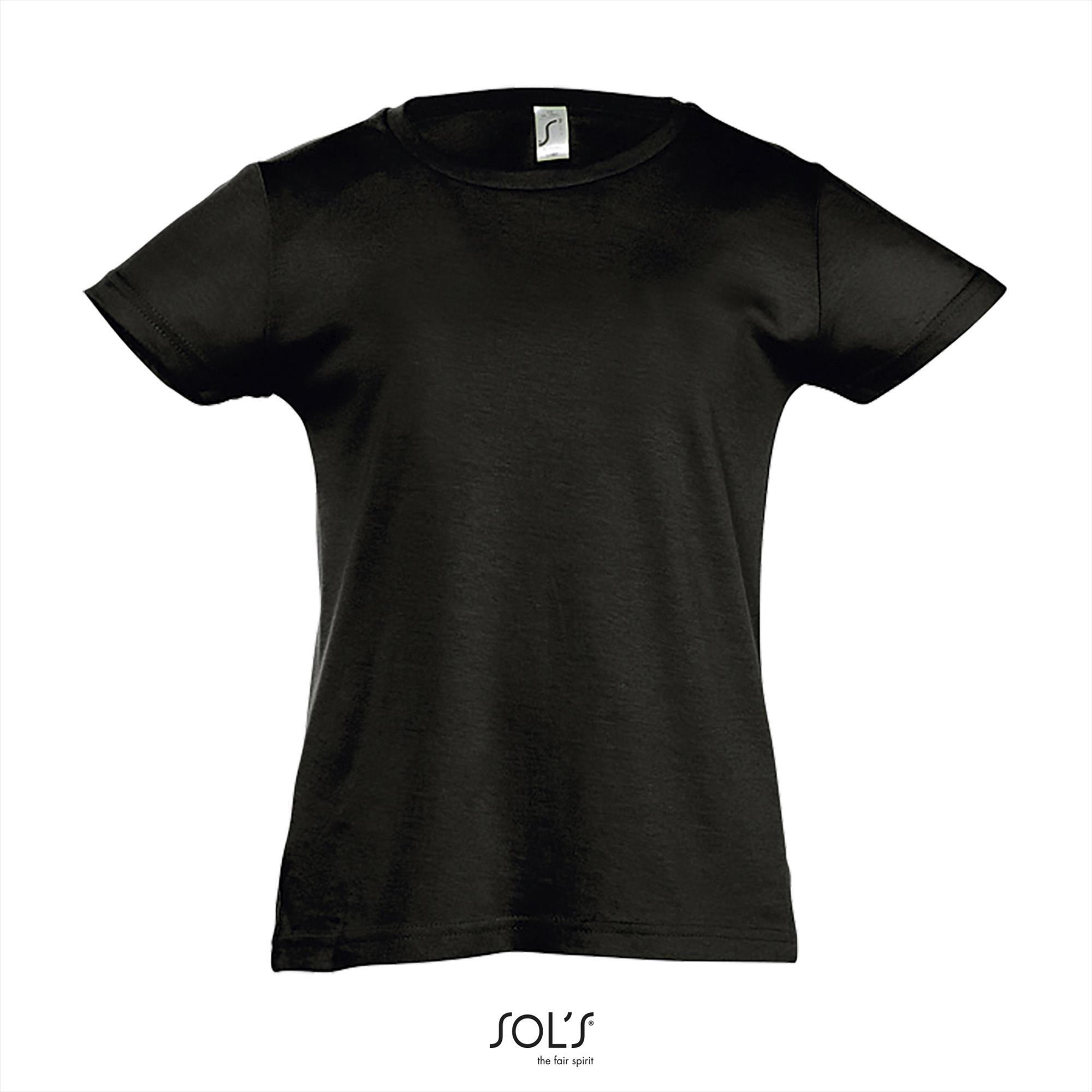 T-shirt voor meisjes zwart ronde hals