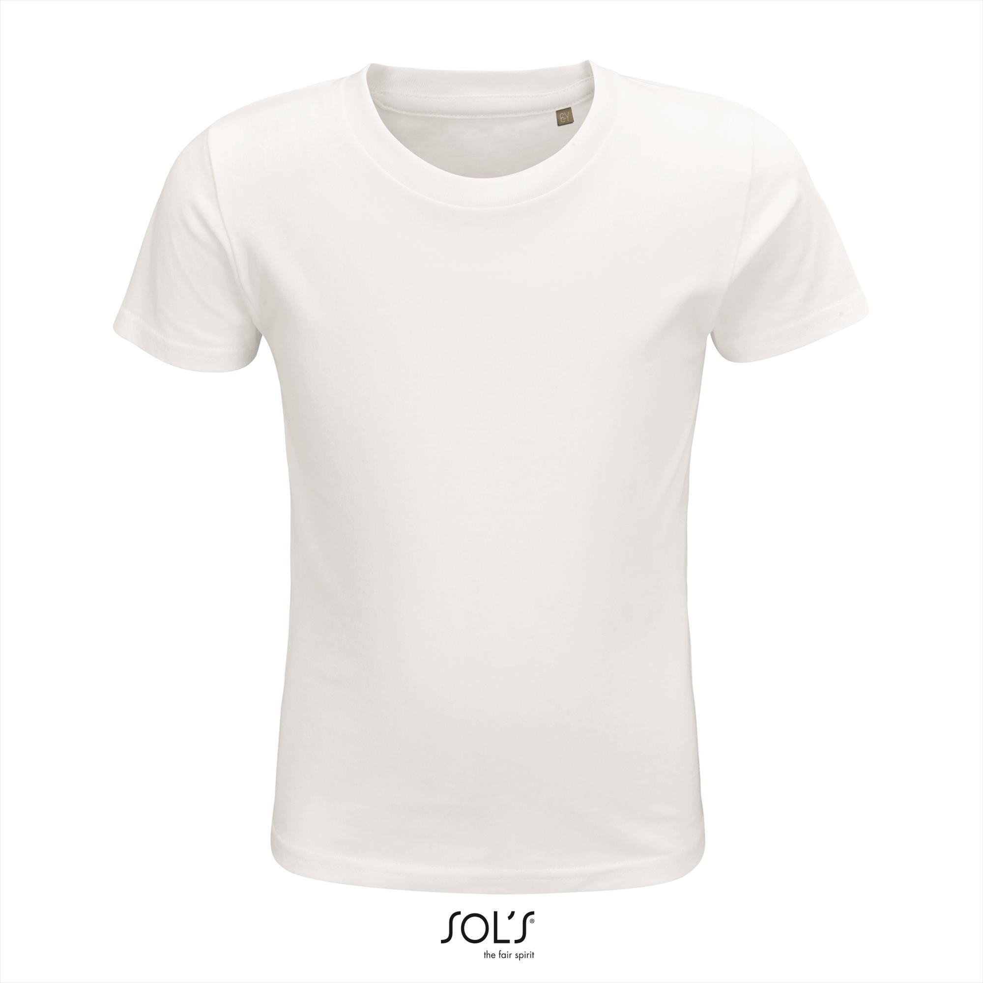 T-shirt wit voor kids Ronde hals biologisch kindershirt