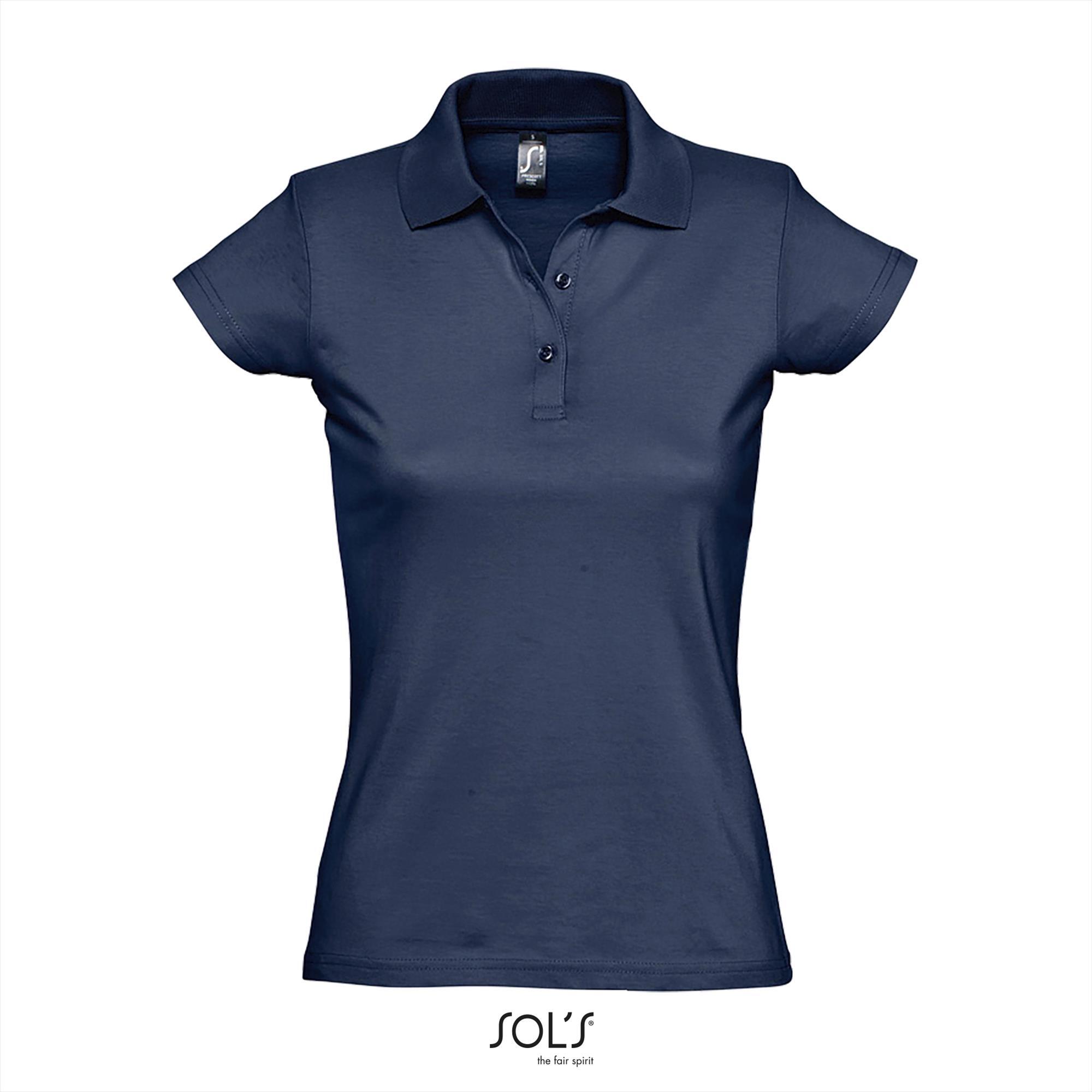 Trendy dames polo donkerblauw jersey