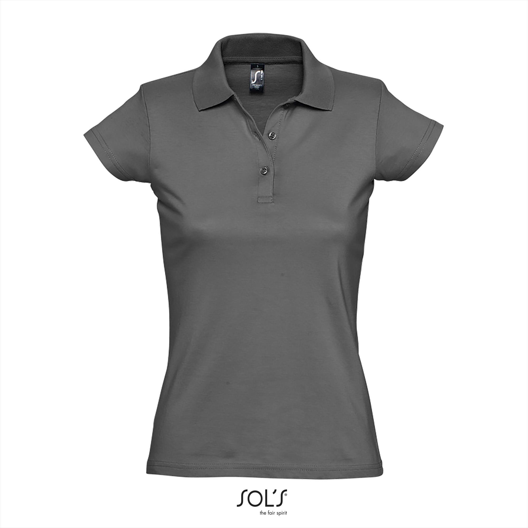 Trendy dames polo donkergrijs jersey