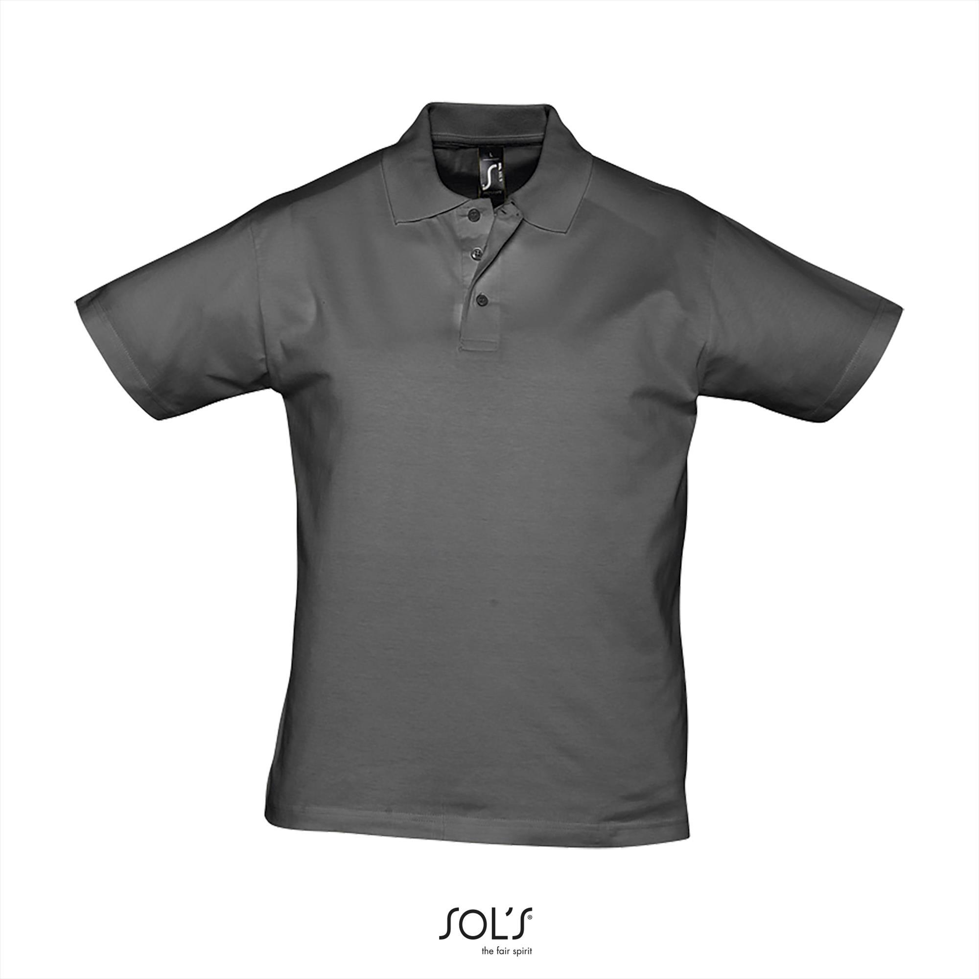 Trendy heren polo donkergrijs jersey