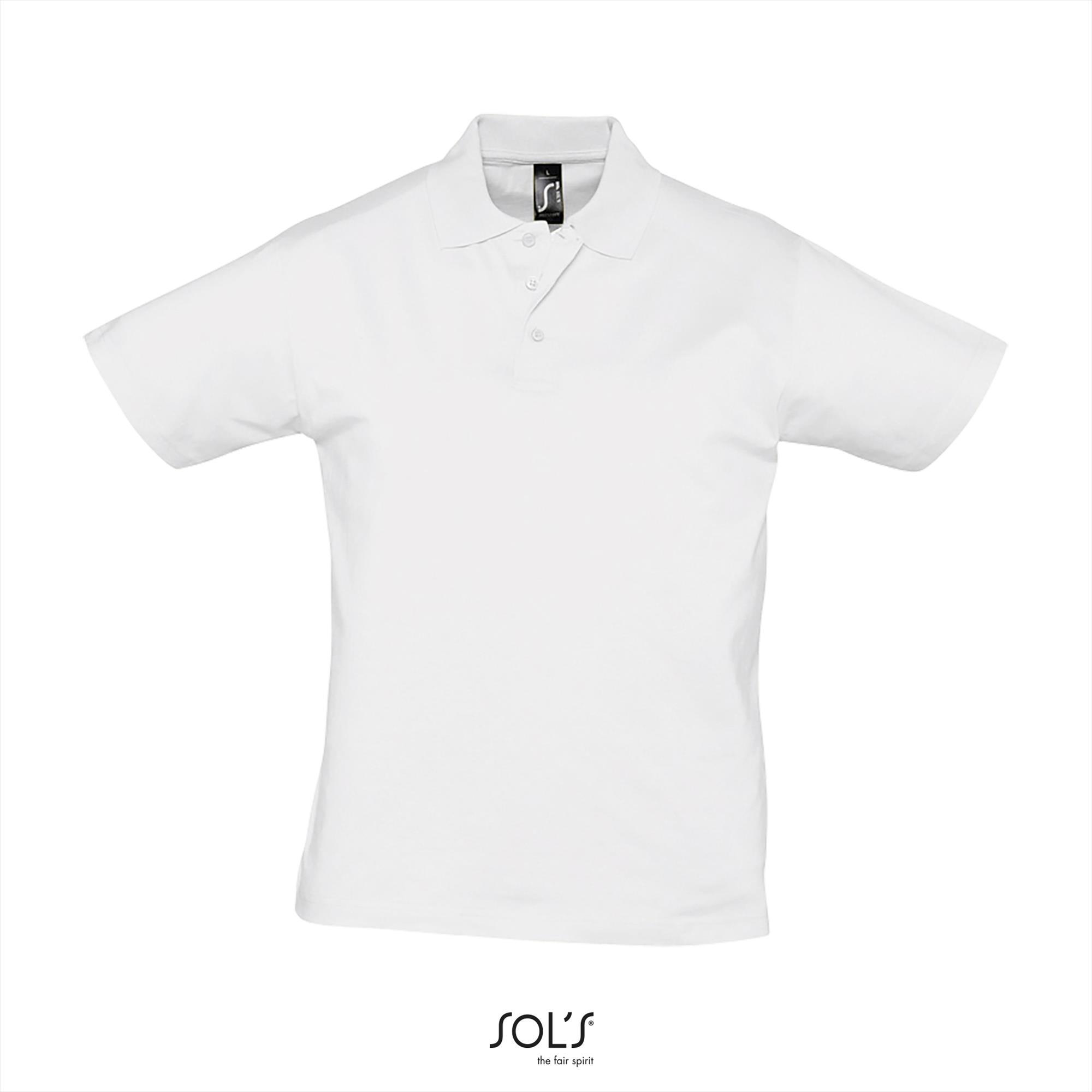 Trendy heren polo wit jersey