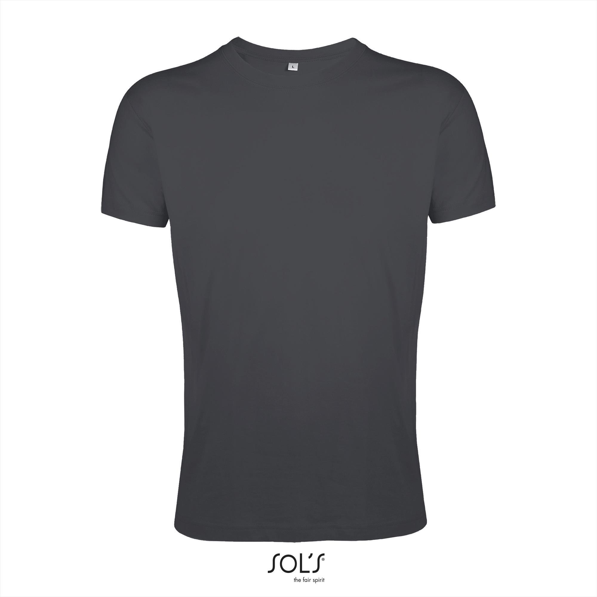 Trendy heren slim fit T-shirt donkergrijs