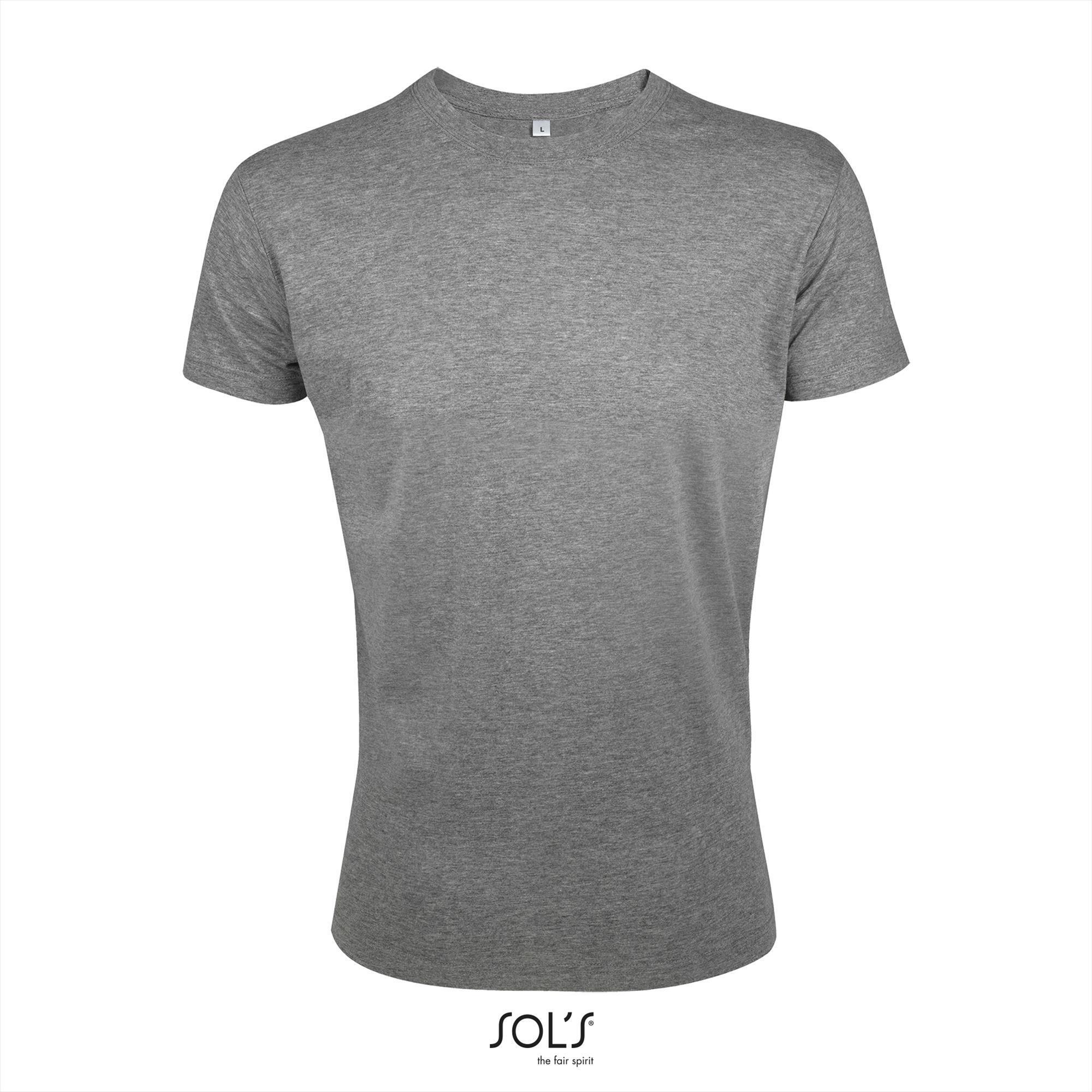 Trendy heren slim fit T-shirt grijs melange