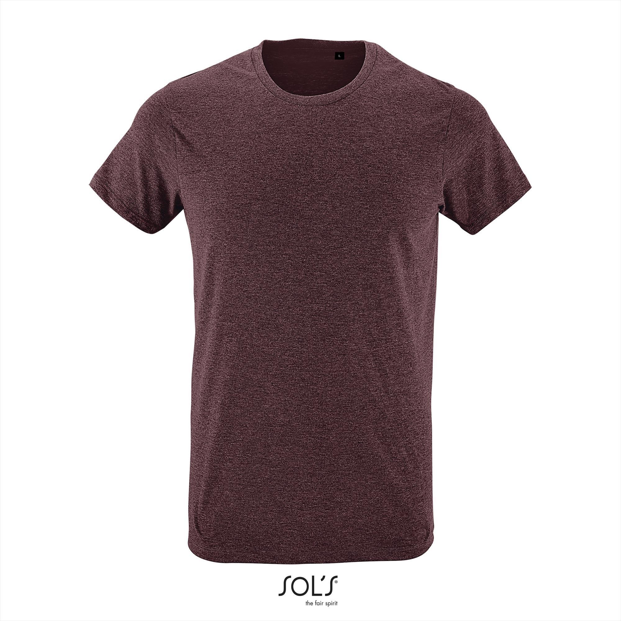 Trendy heren slim fit T-shirt heather oxblood rood