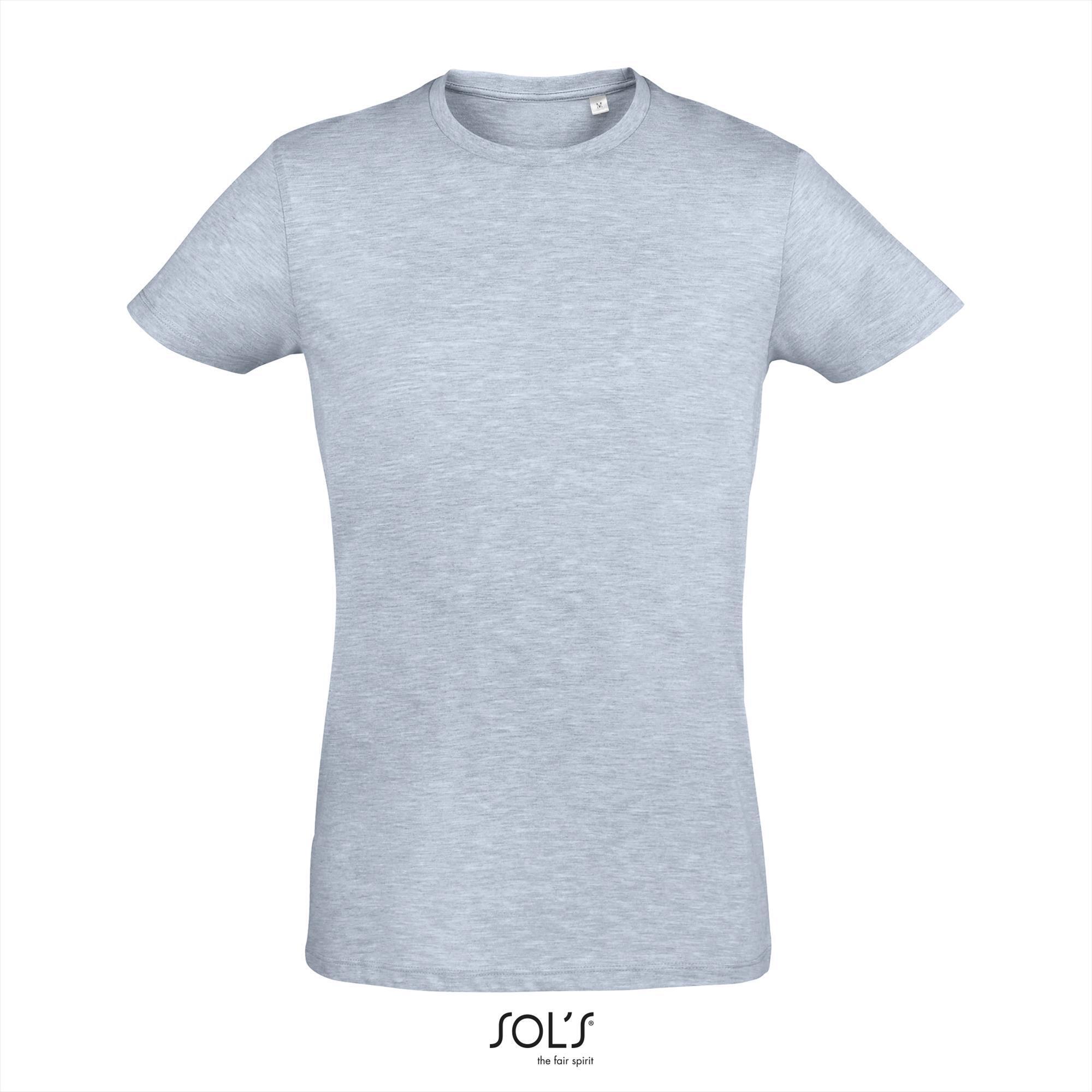 Trendy heren slim fit T-shirt heather sky