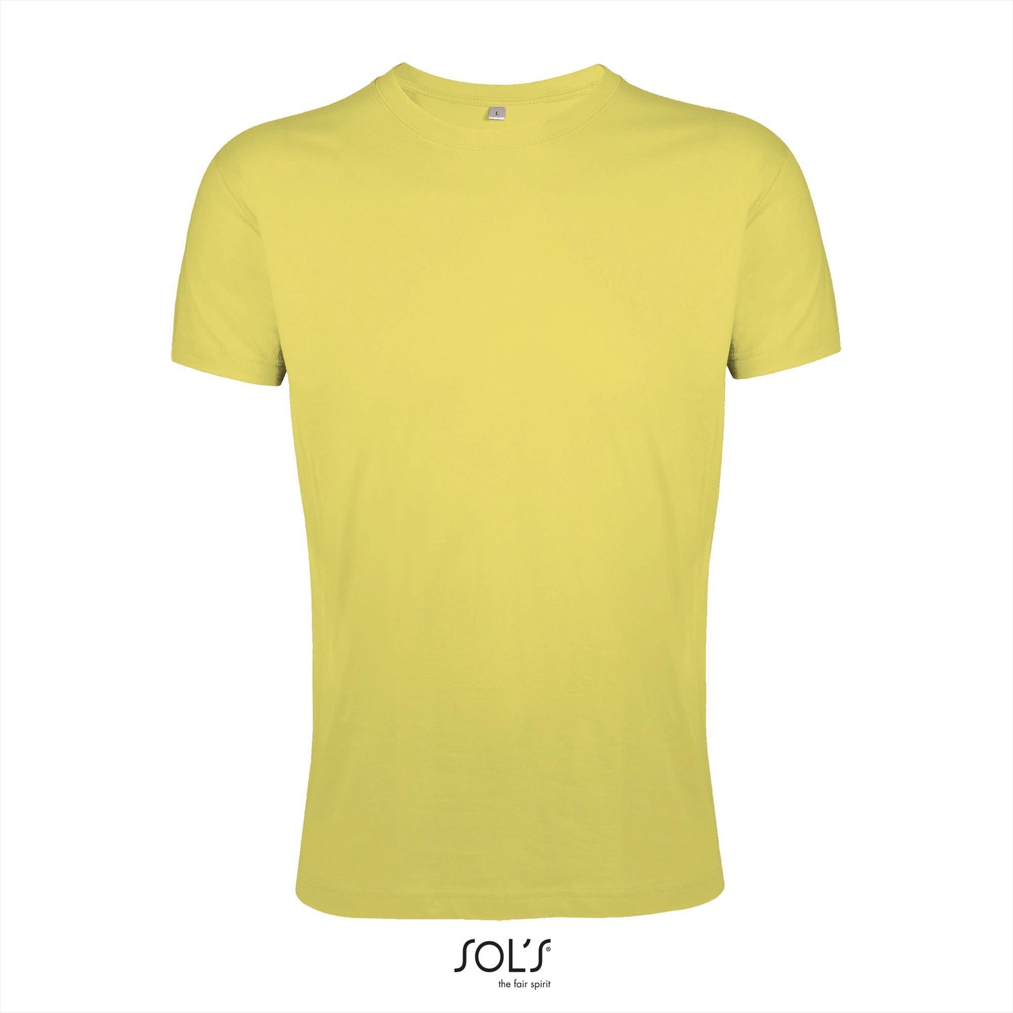 Trendy heren slim fit T-shirt honey geel