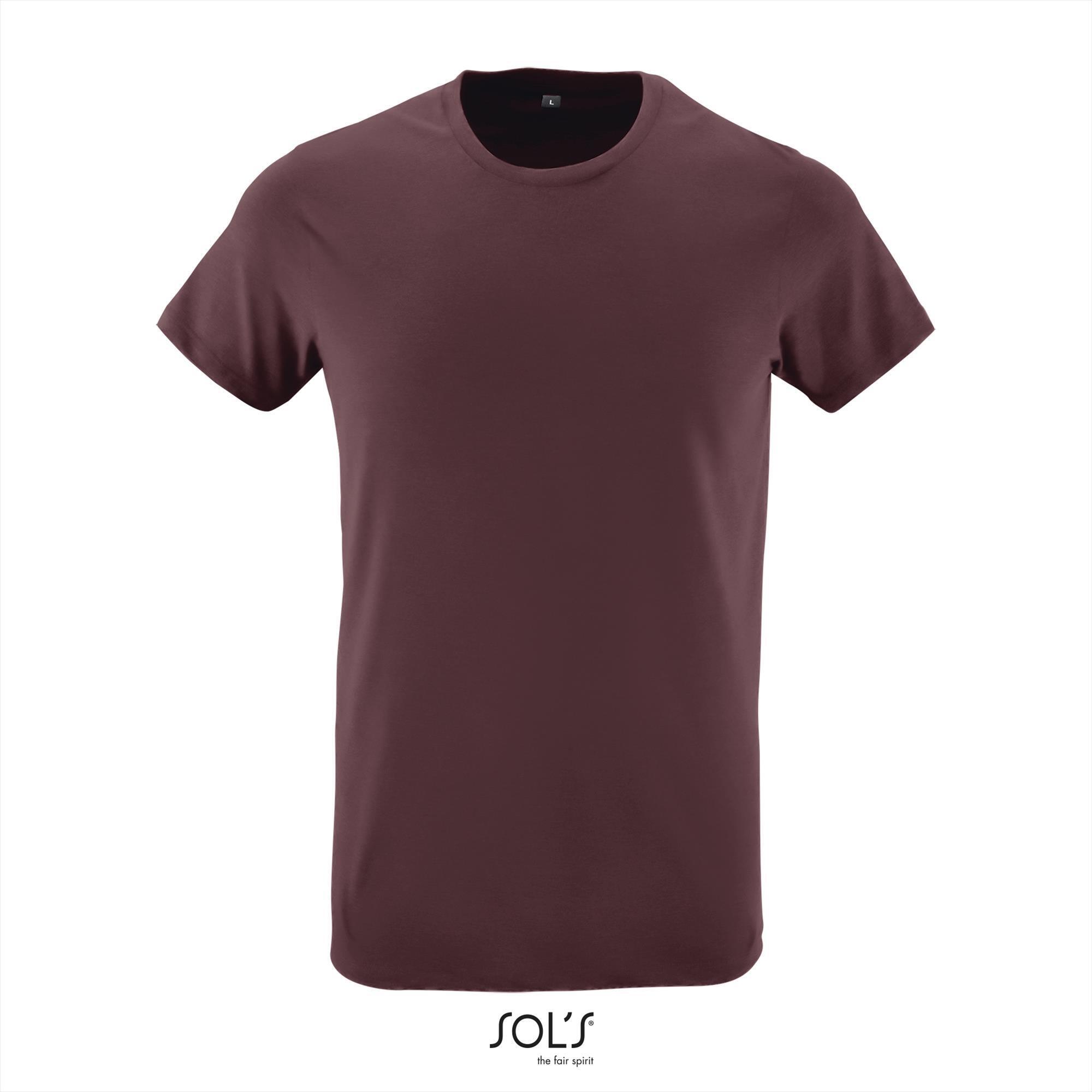Trendy heren slim fit T-shirt oxblood rood