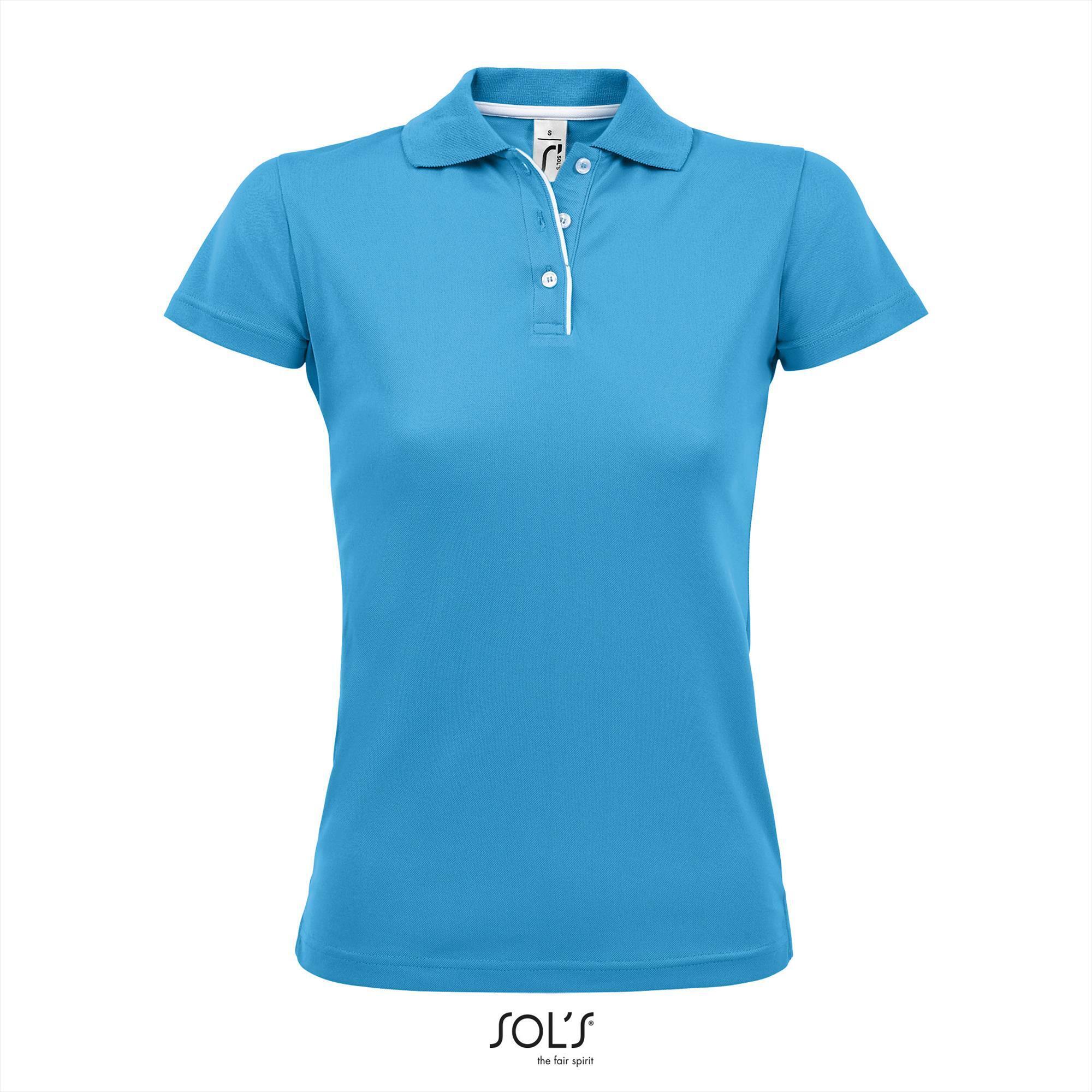 Trendy polo shirt aqua blauw voor haar dames polo