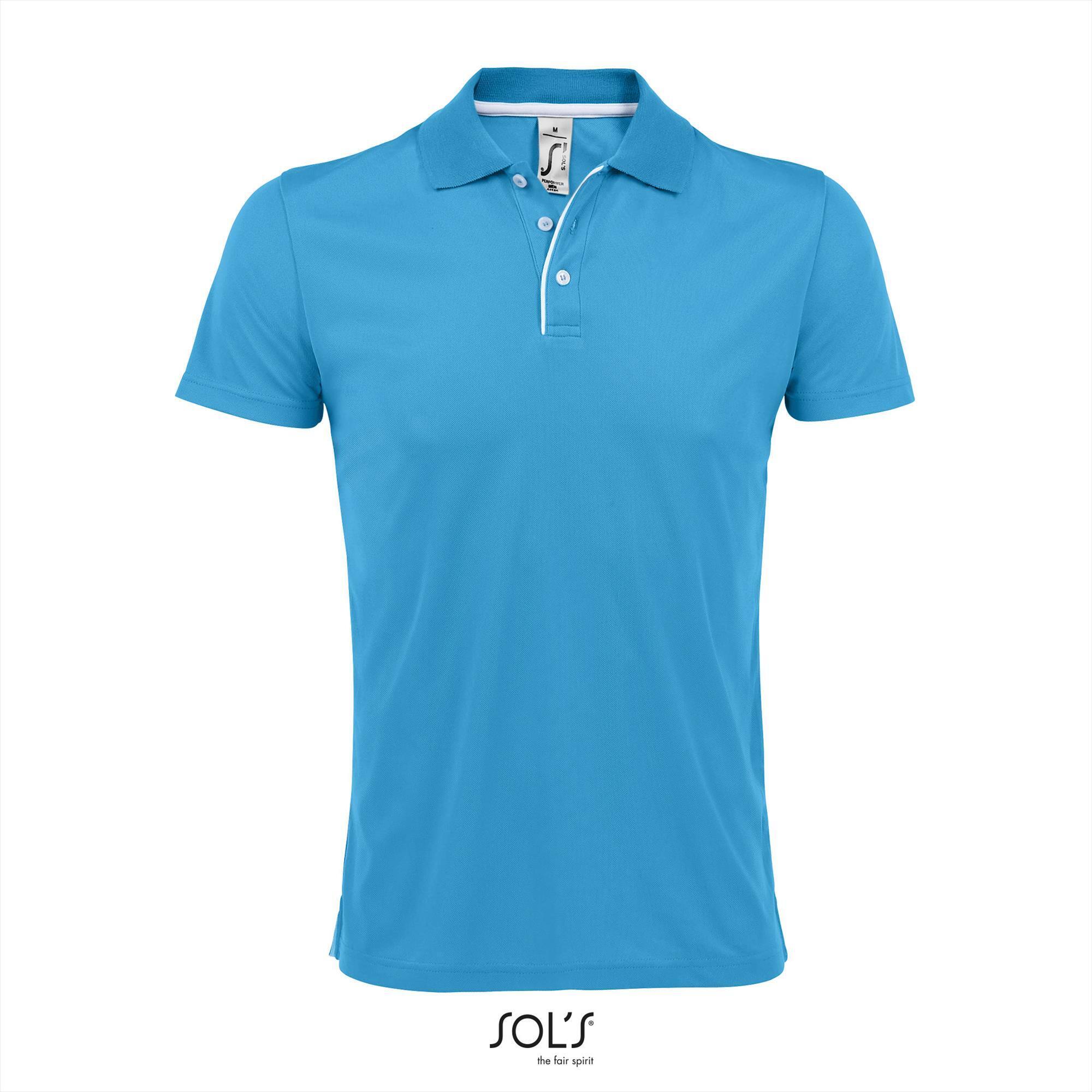 Trendy polo shirt aqua blauw voor hem