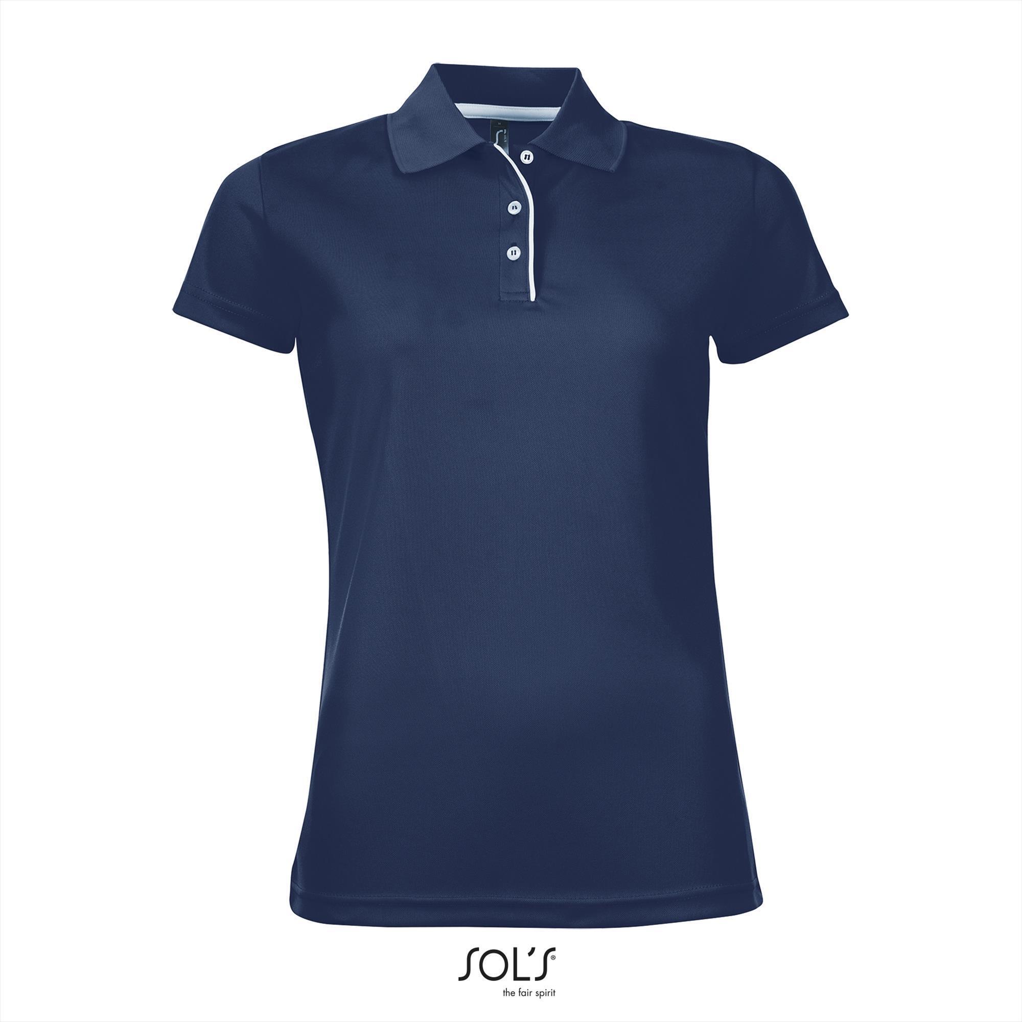 Trendy polo shirt donkerblauw voor haar dames polo
