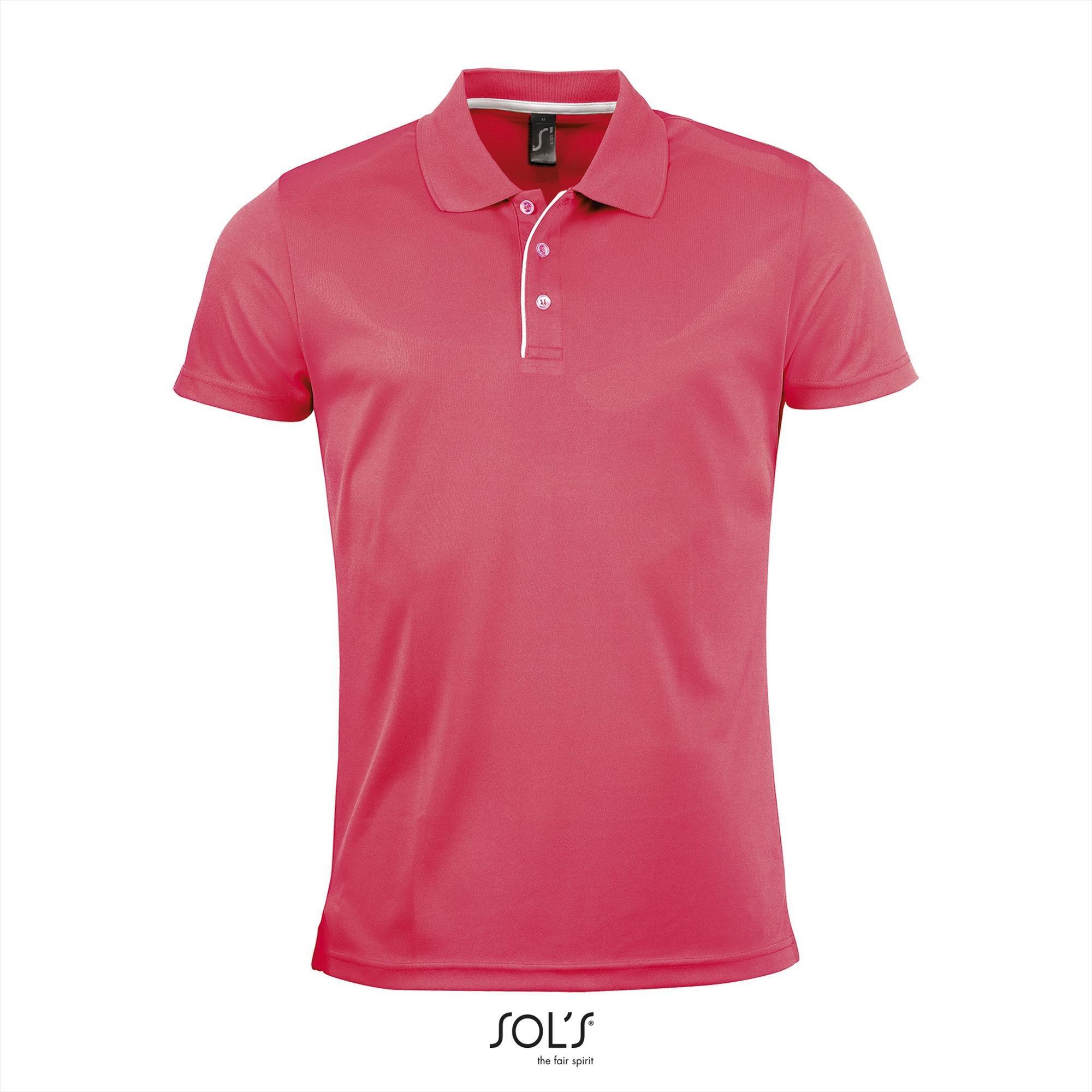 Trendy polo shirt neon koraal rood voor hem