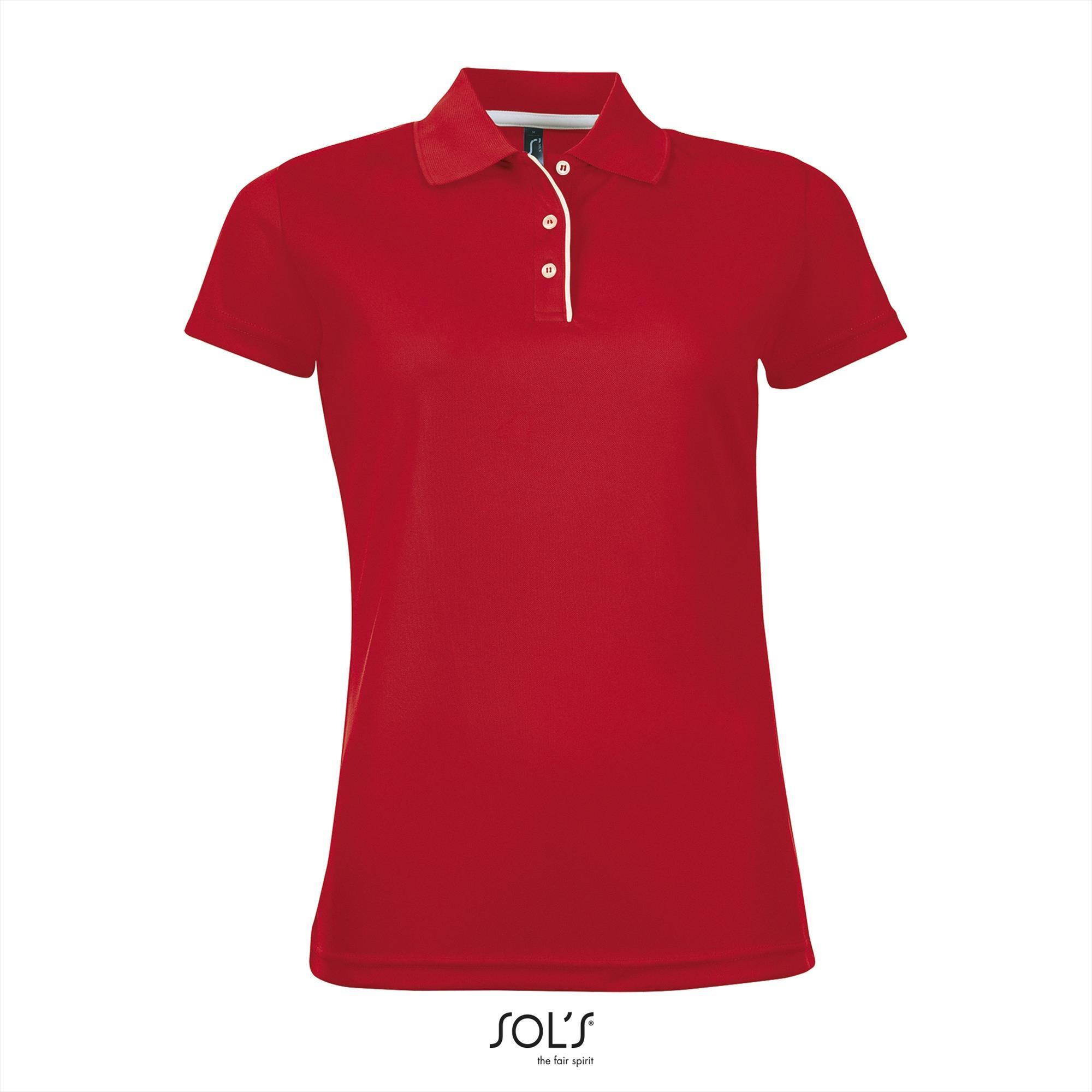 Trendy polo shirt rood voor haar dames polo