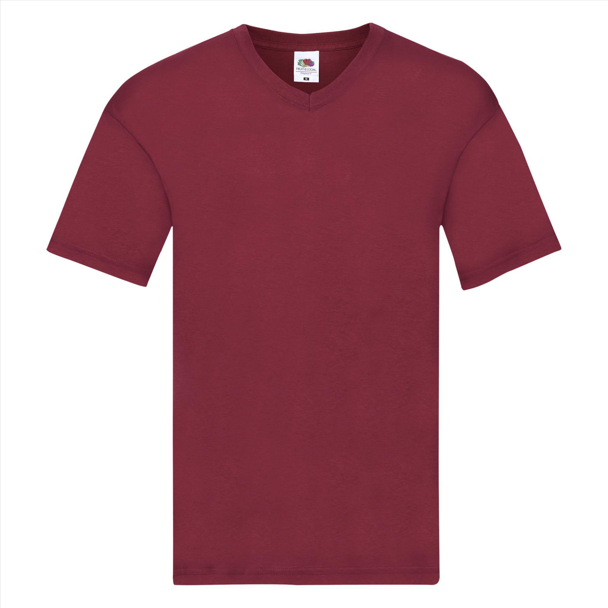 Trendy T-shirt met een V-hals voor heren brick rood