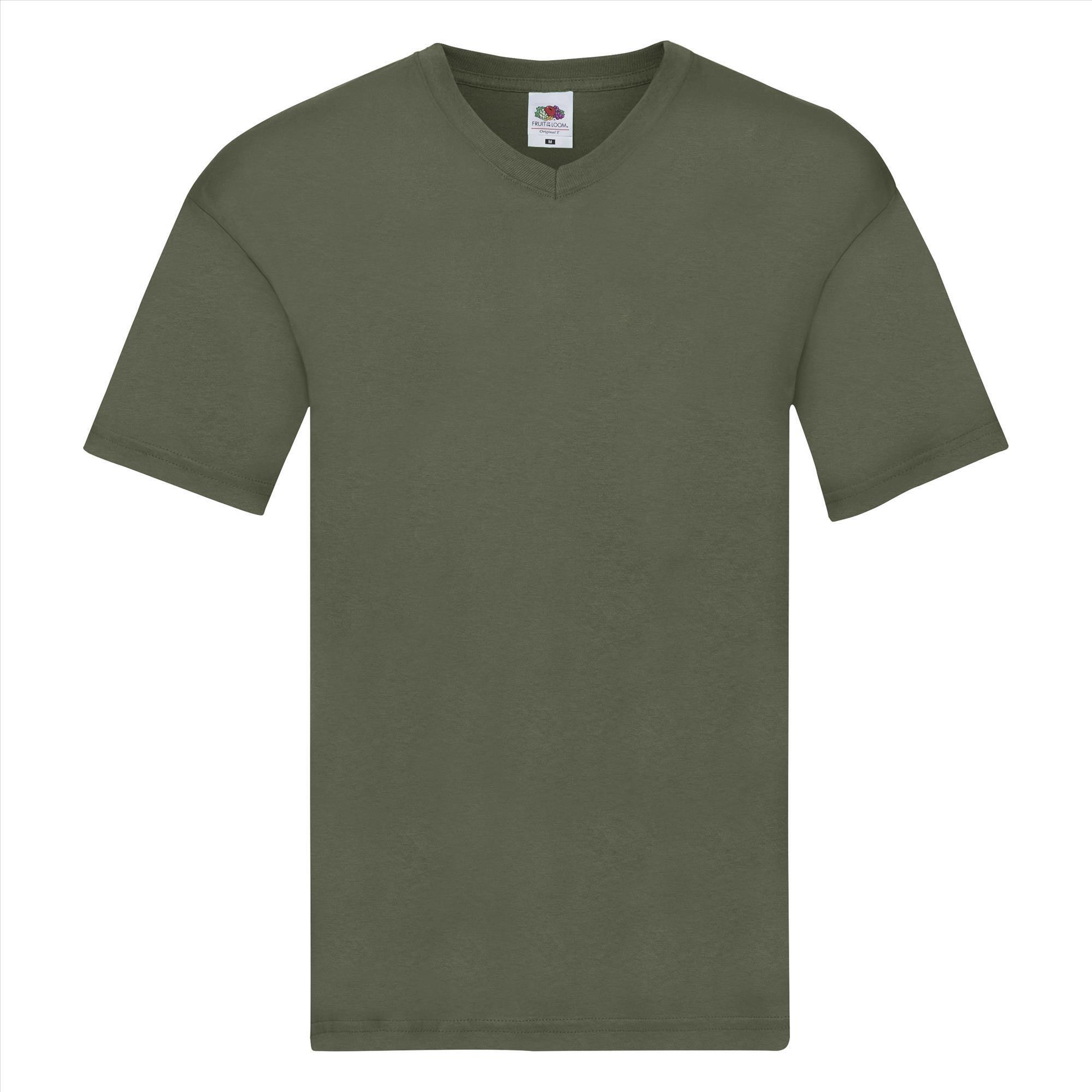 Trendy T-shirt met een V-hals voor heren classic olijf groen