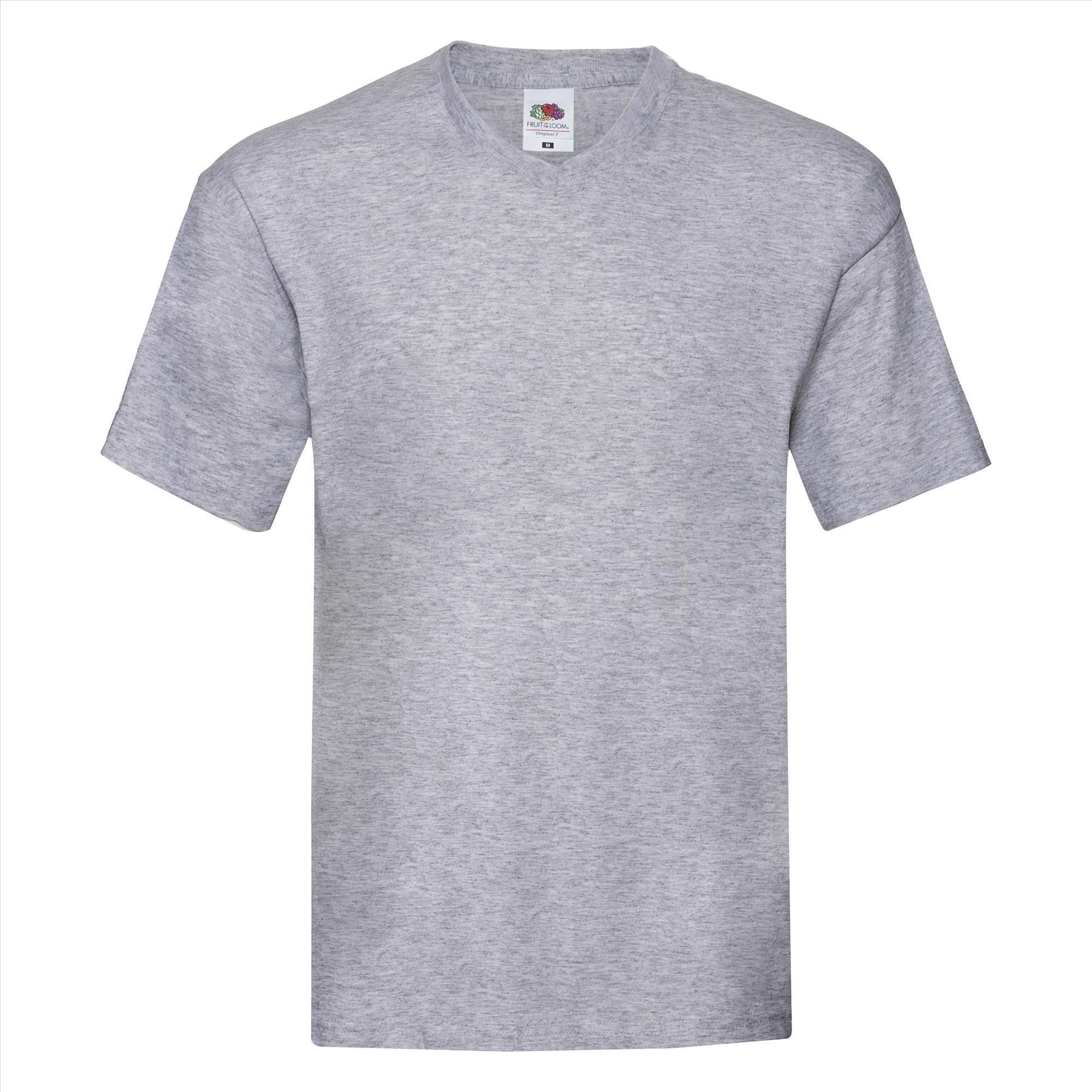 Trendy T-shirt met een V-hals voor heren heide grijs