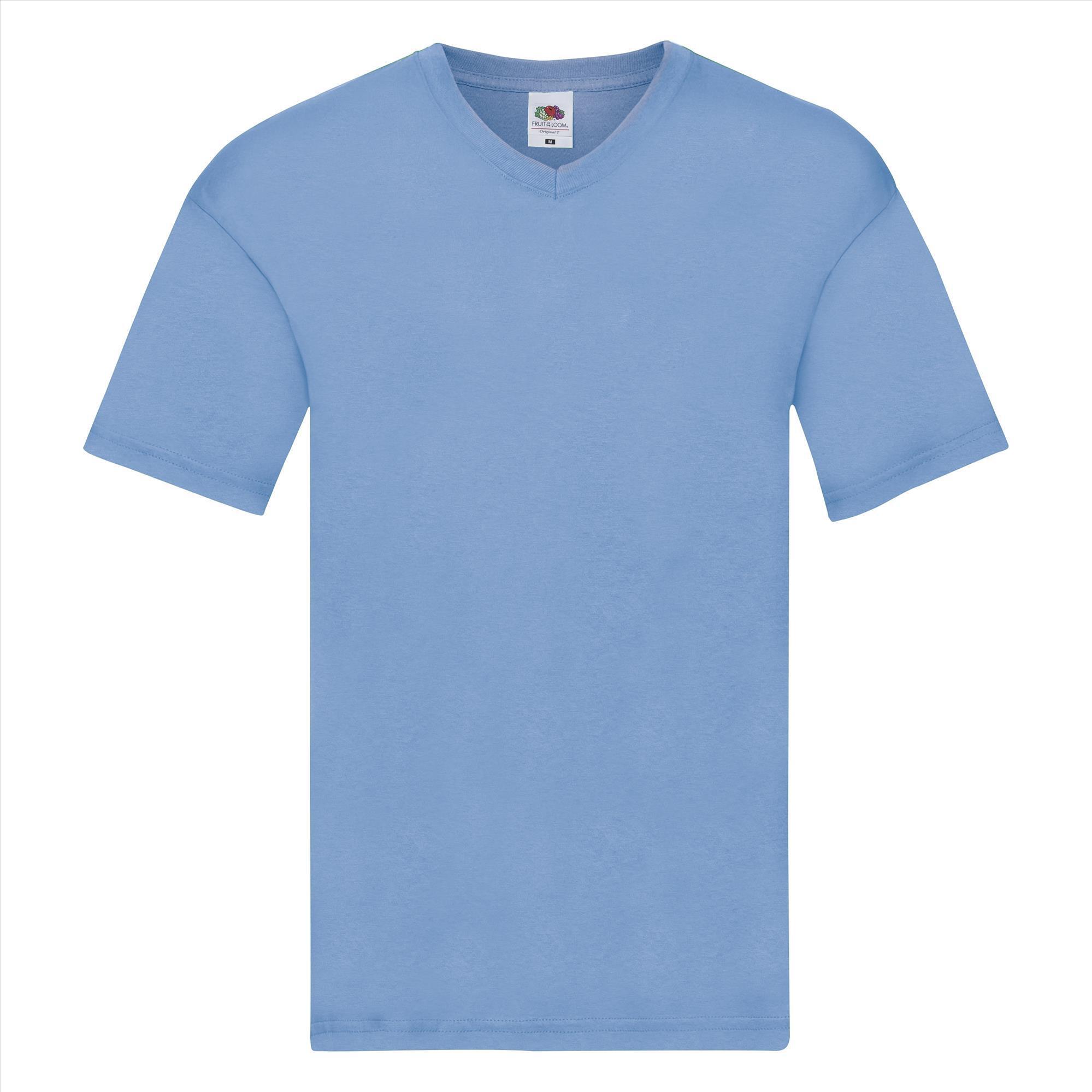 Trendy T-shirt met een V-hals voor heren hemelsblauw