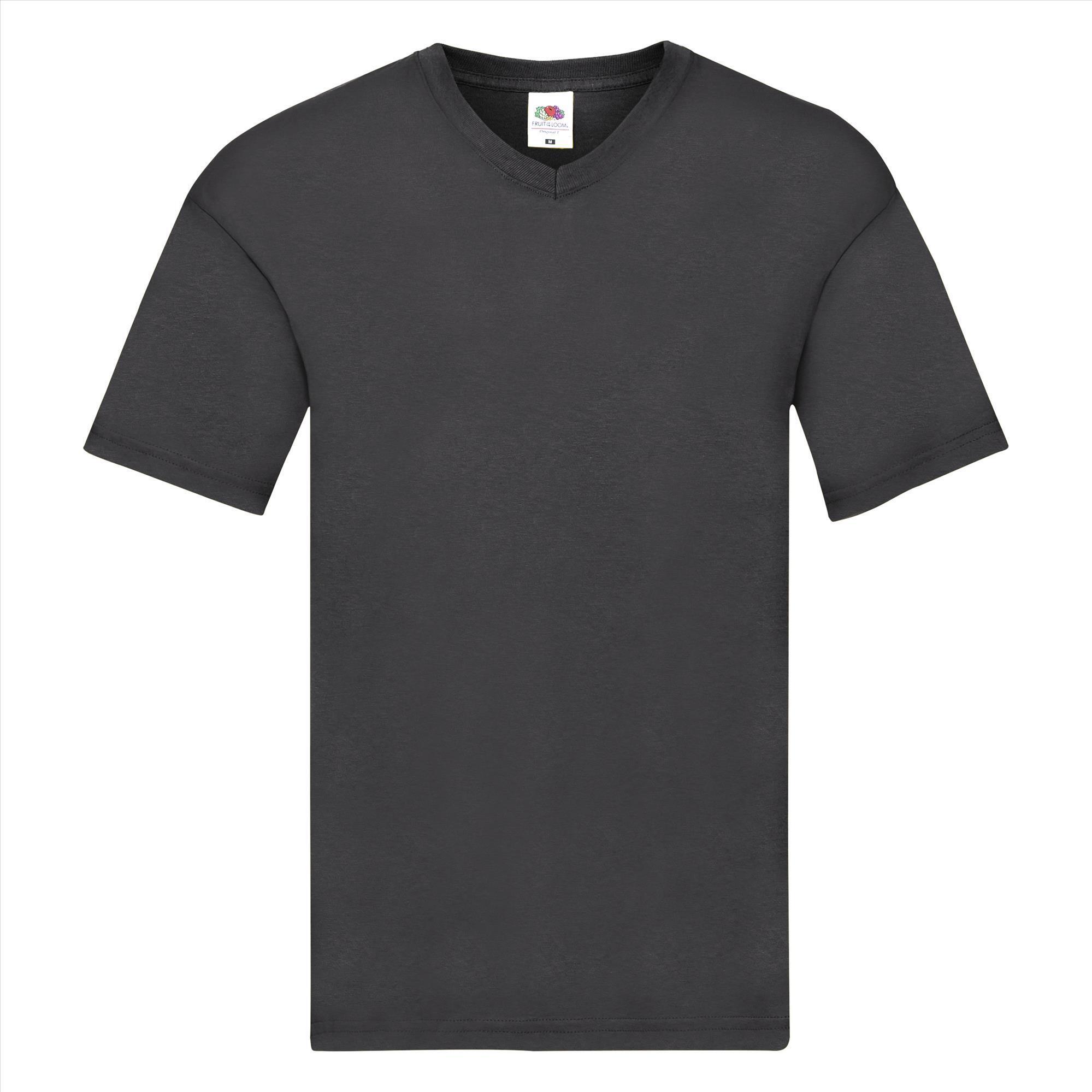 Trendy T-shirt met een V-hals voor heren licht grafiet grijs
