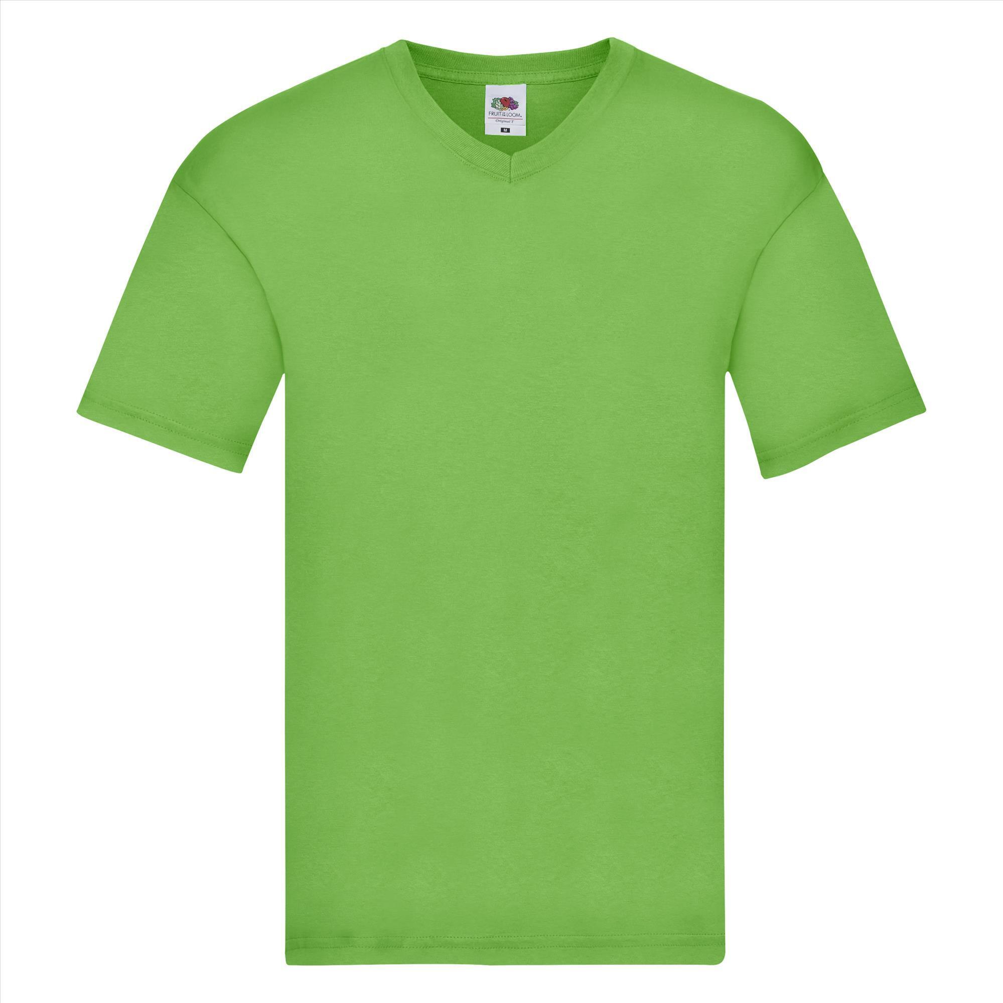 Trendy T-shirt met een V-hals voor heren lime groen