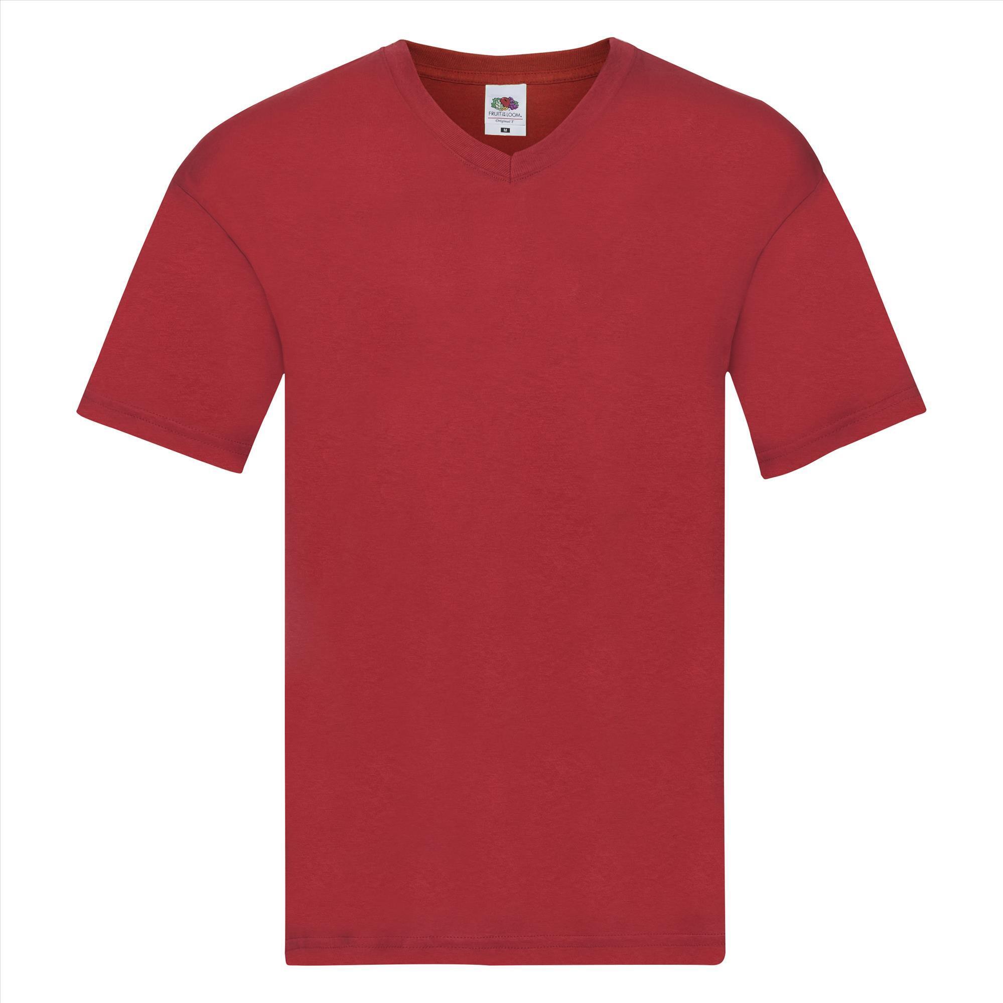 Trendy T-shirt met een V-hals voor heren rood