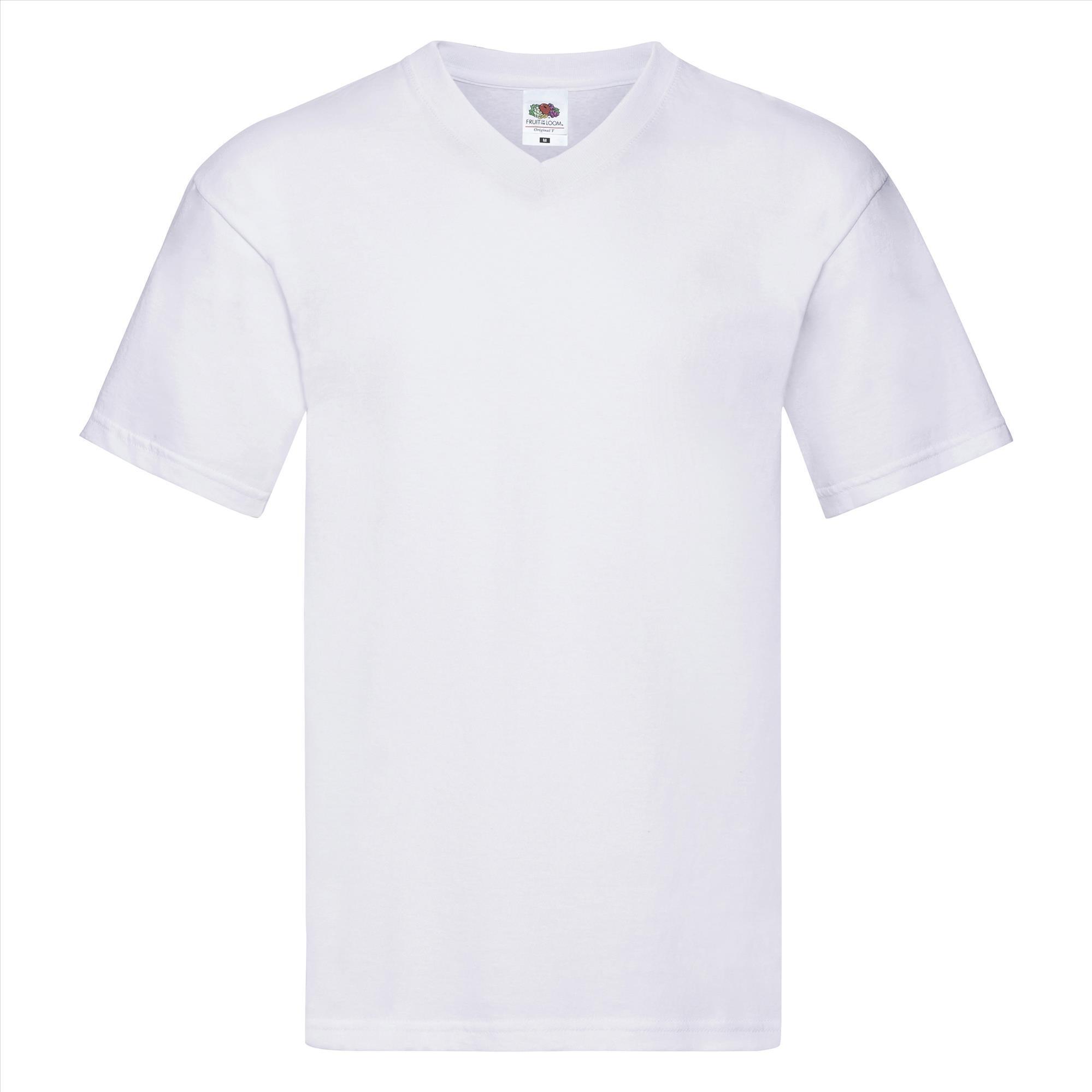 Trendy T-shirt met een V-hals voor heren wit