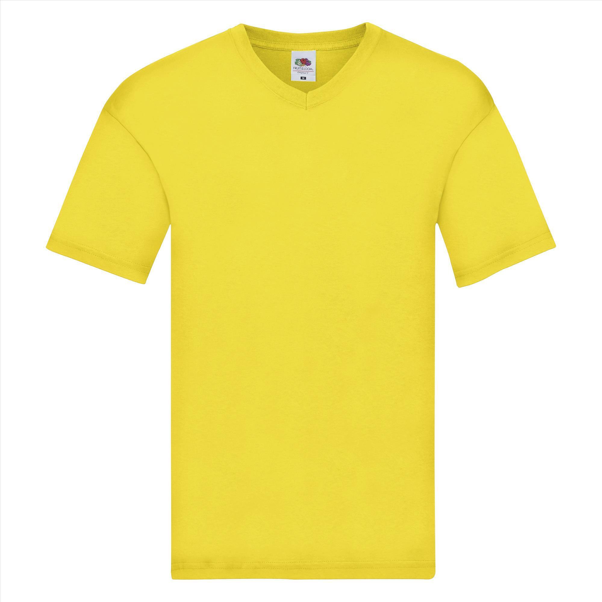 Trendy T-shirt met een V-hals voor heren yellow