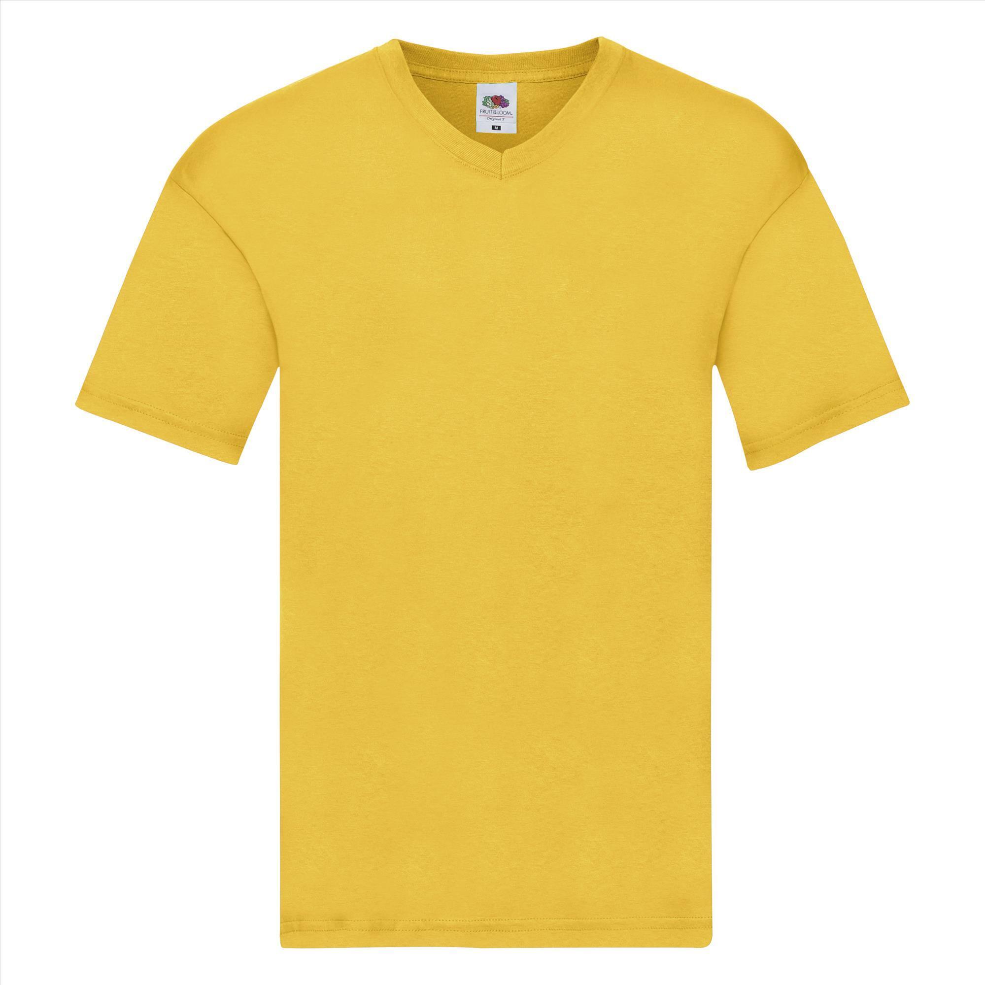 Trendy T-shirt met een V-hals voor heren zonnebloem geel