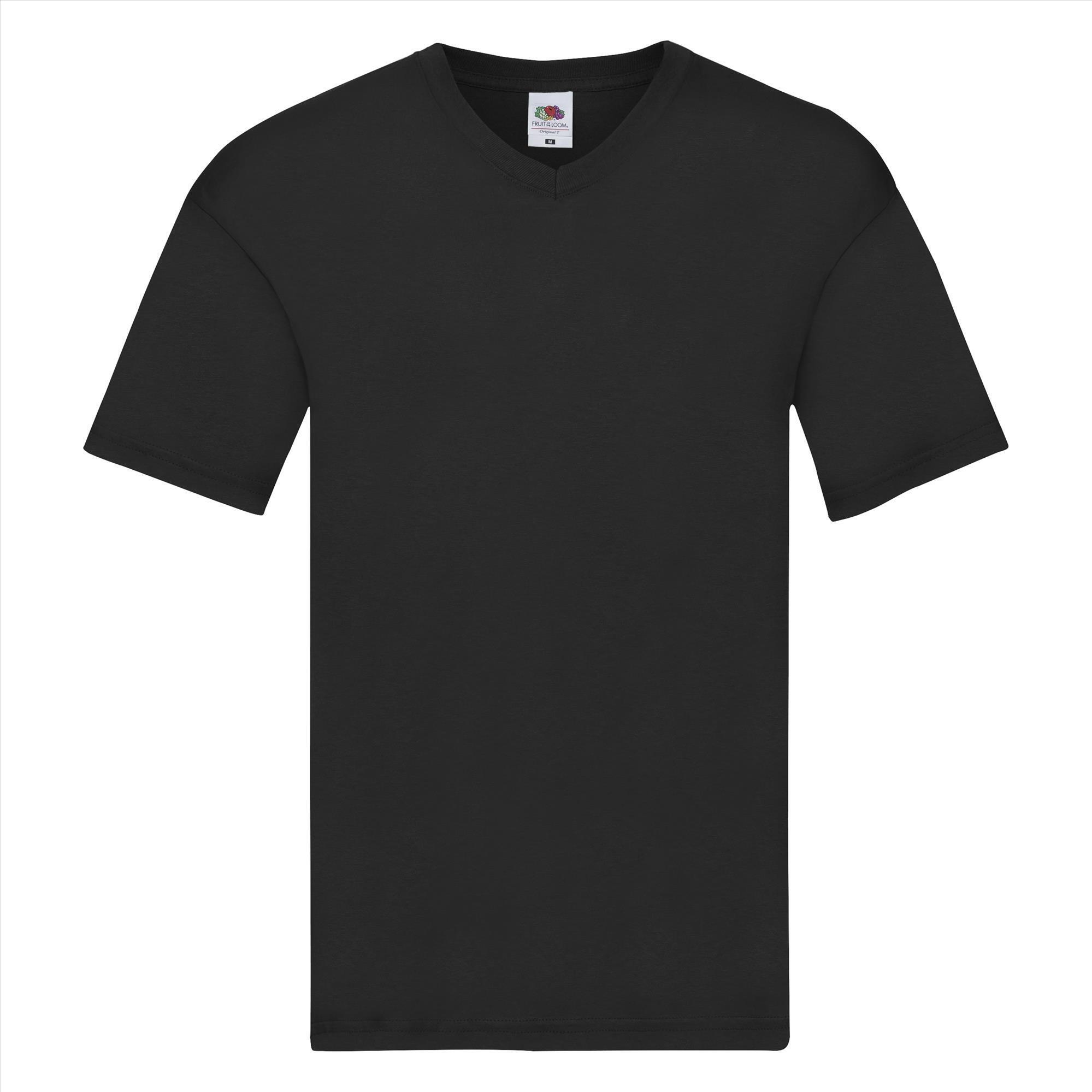 Trendy T-shirt met een V-hals voor heren zwart