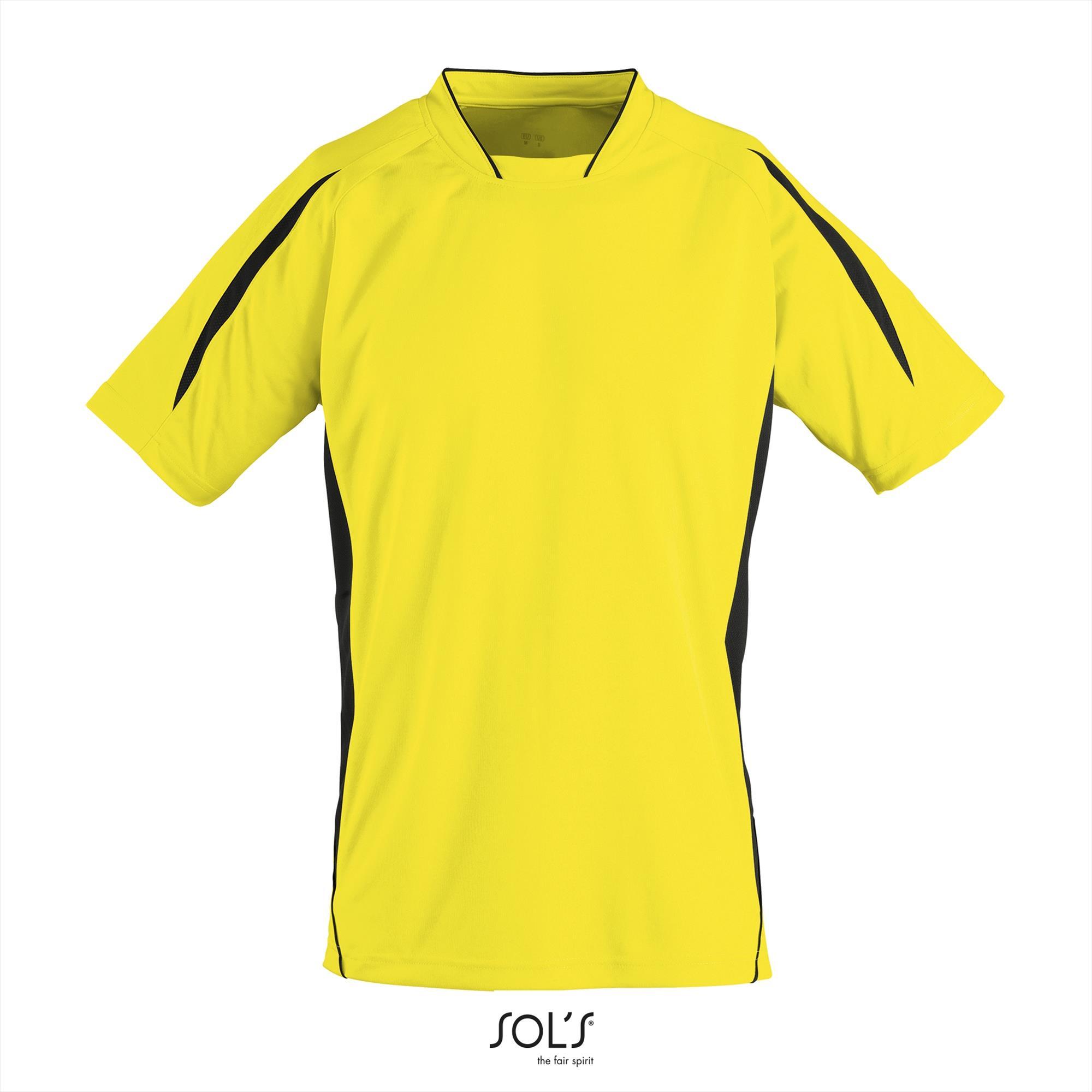 Twee kleurig sportshirt voor heren geel met zwart