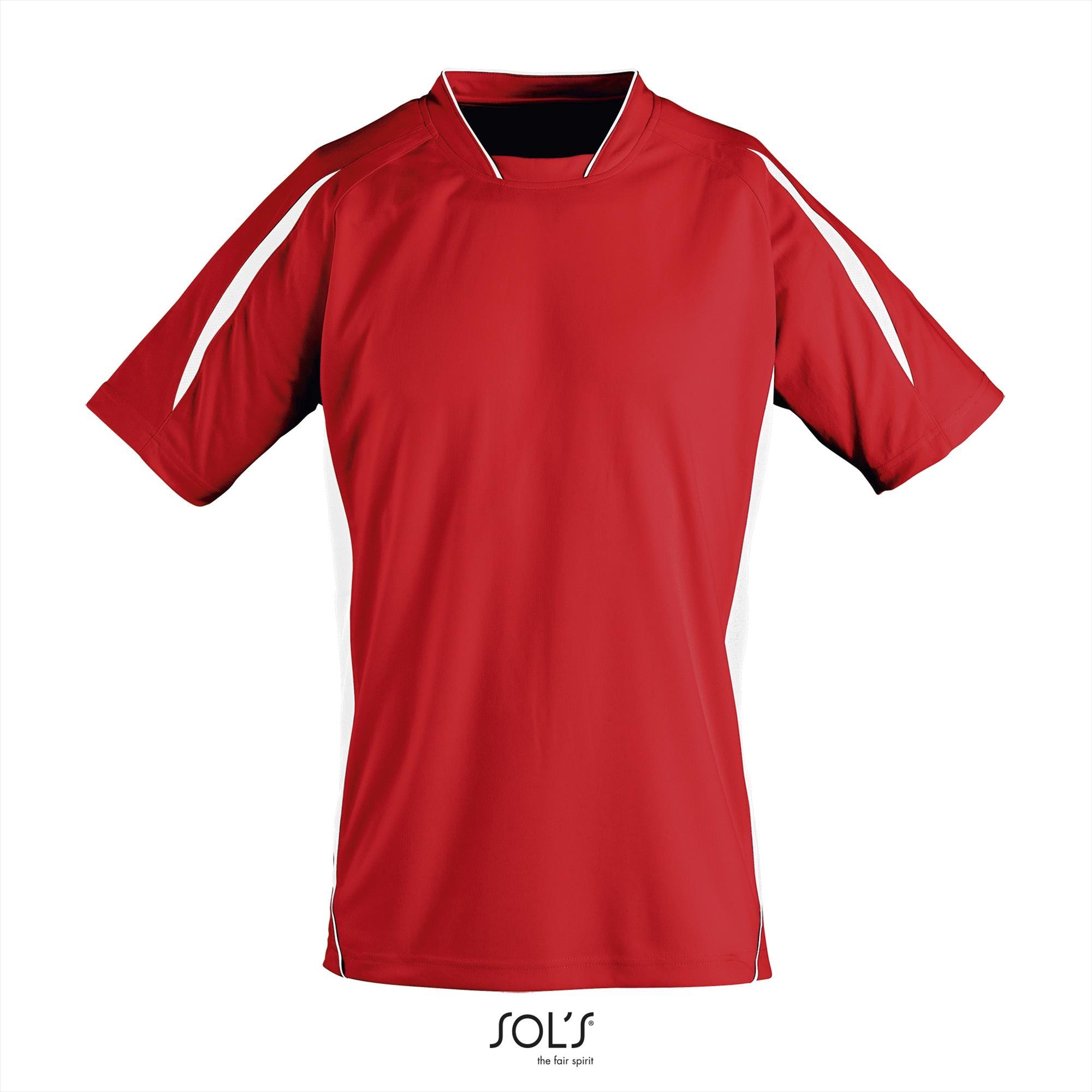 Twee kleurig sportshirt voor heren rood met wit