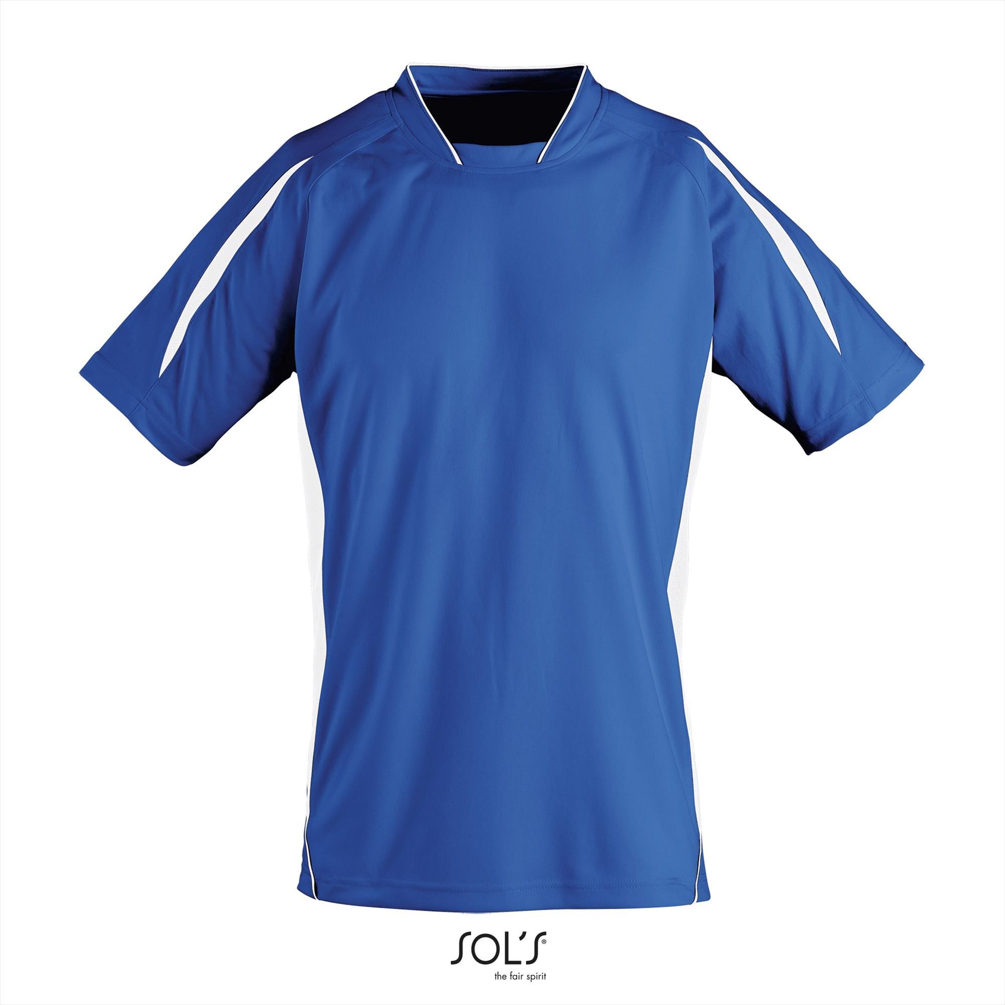 Twee kleurig sportshirt voor heren royal blauw met wit