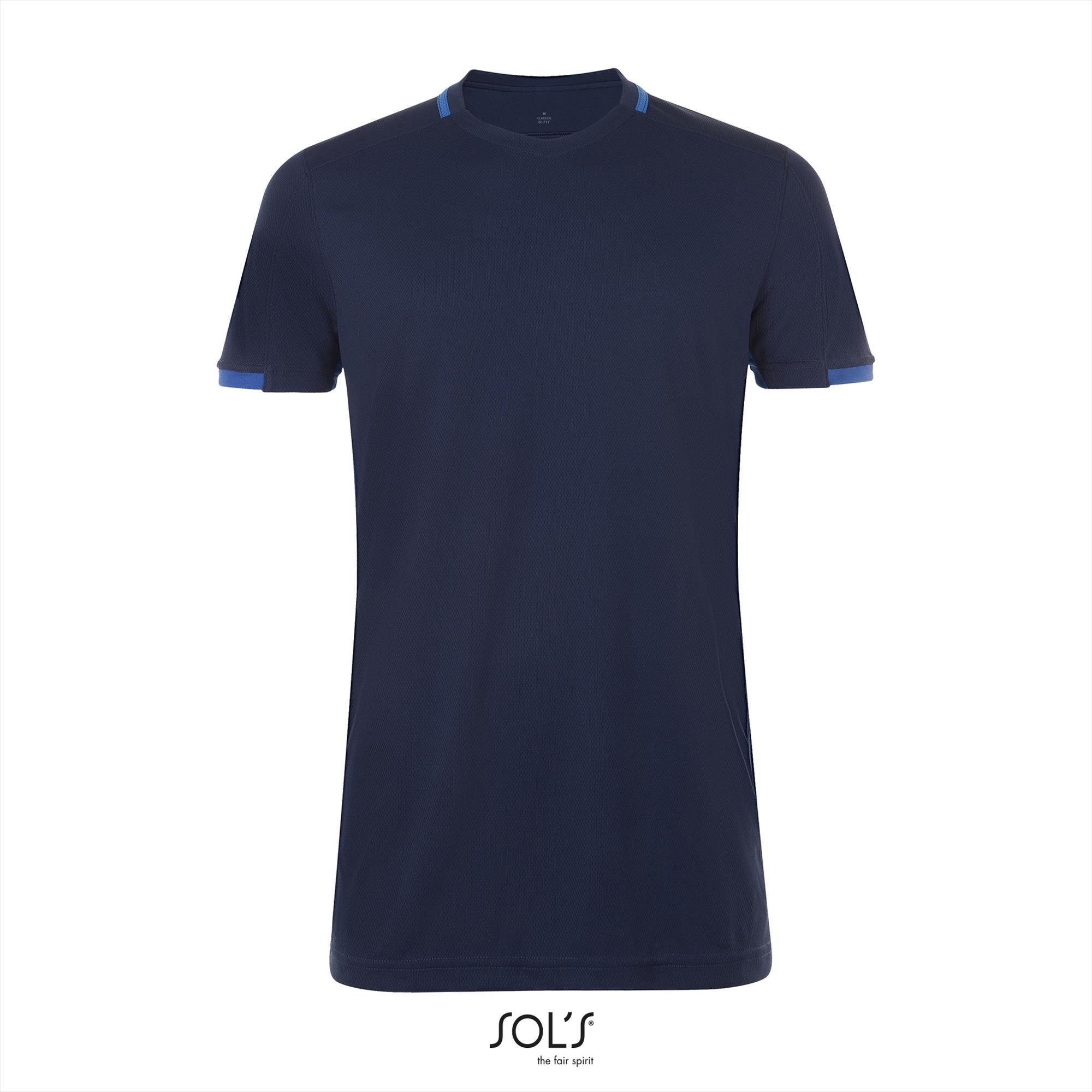 Unisex sportshirt met een V-neck donkerblauw