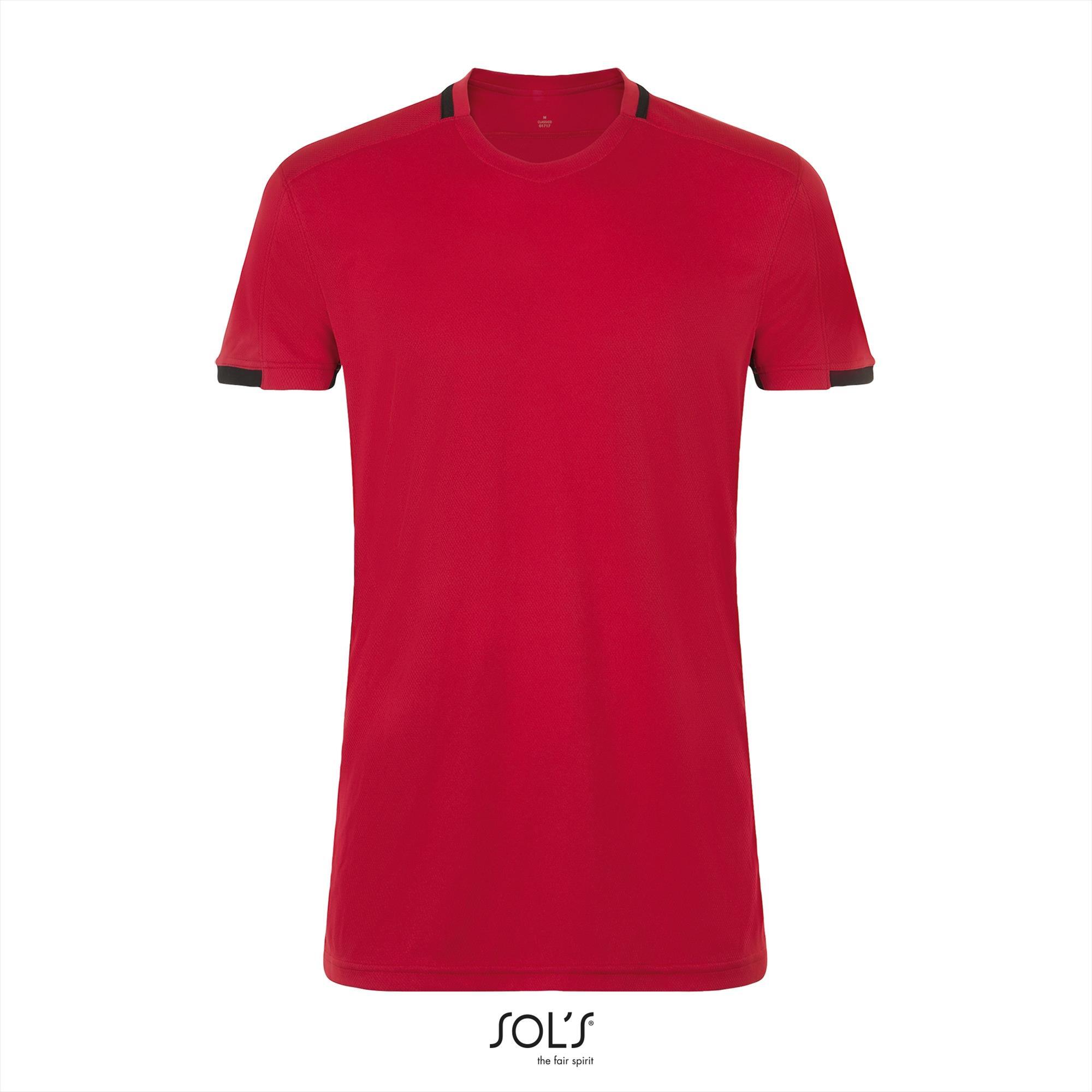 Unisex sportshirt met een V-neck rood