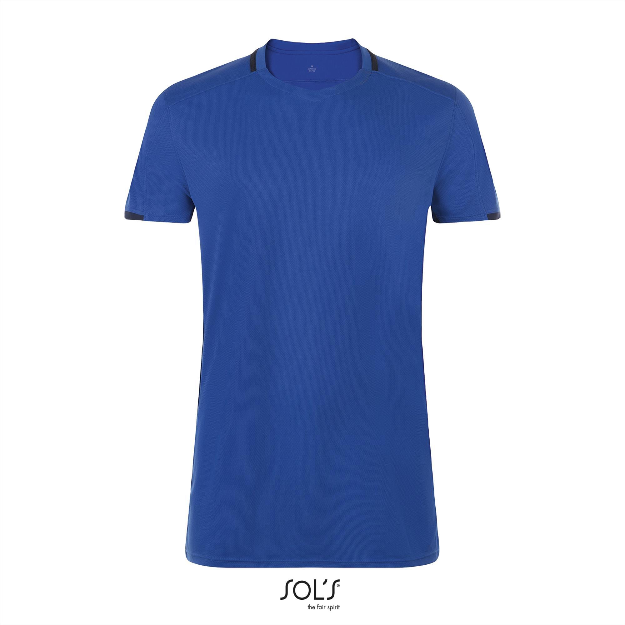 Unisex sportshirt met een V-neck royal blauw