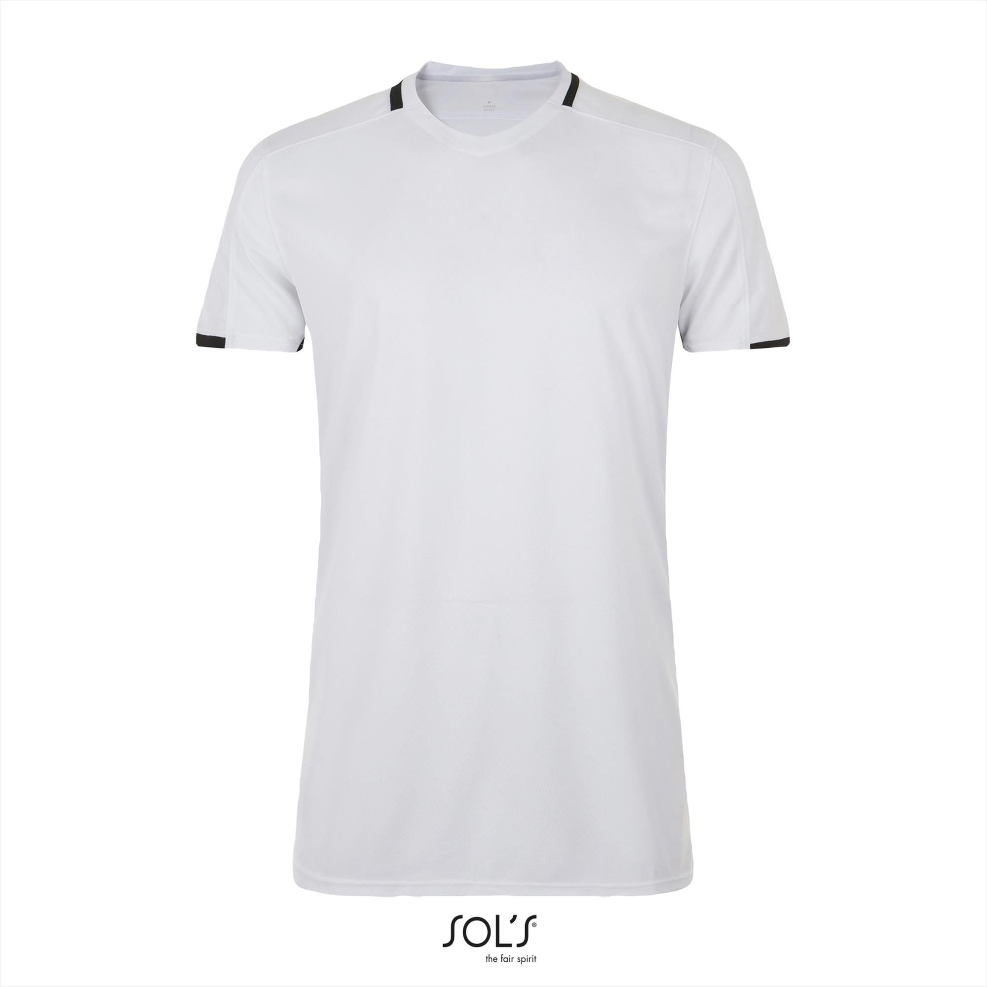 Unisex sportshirt met een V-neck wit