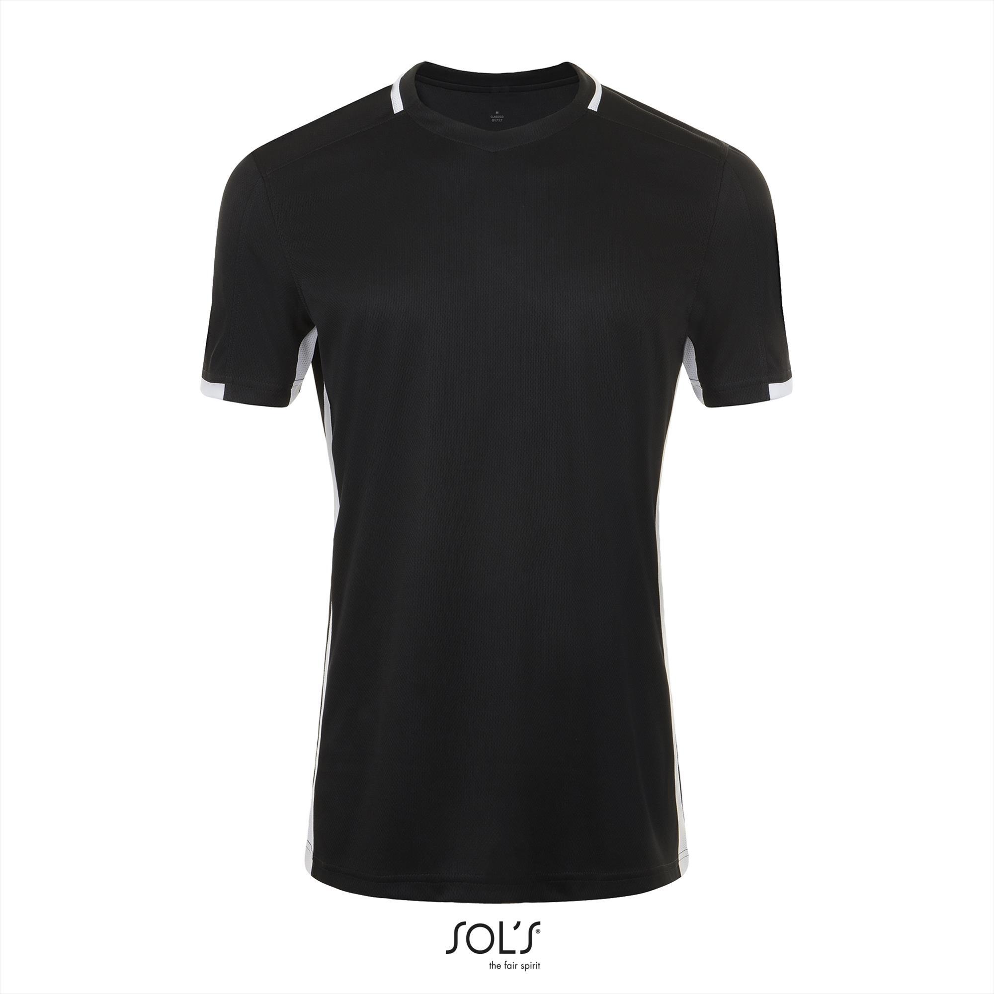 Unisex sportshirt met een V-neck zwart