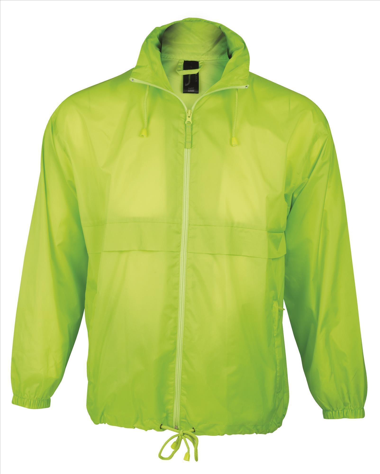 Unisex waterdichte windbreaker jas met een kap regenjas neon groen