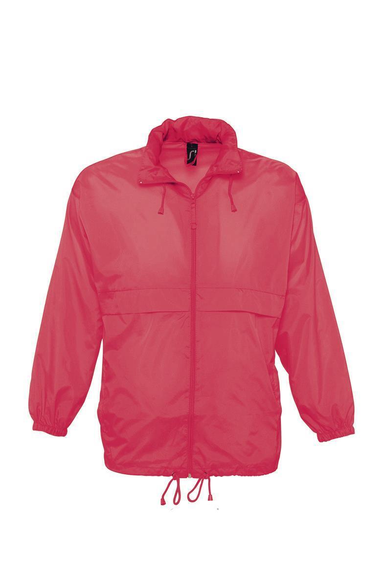 Unisex waterdichte windbreaker jas met een kap regenjas neon koraal rood