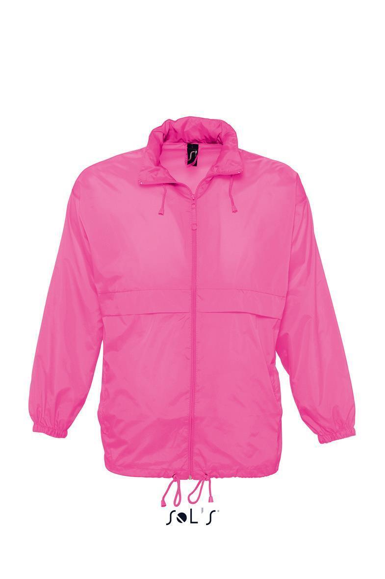 Unisex waterdichte windbreaker jas met een kap regenjas neon roze