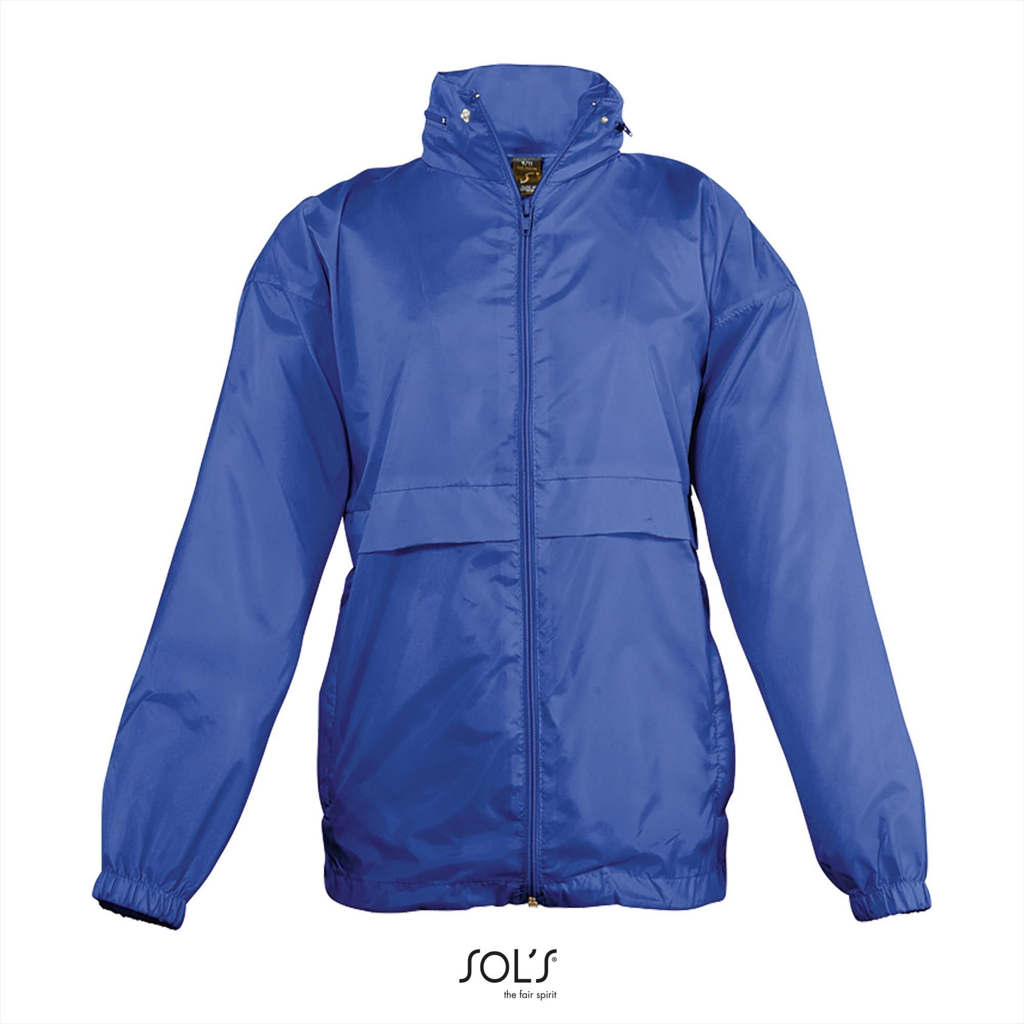 Waterdichte kinderjas royal blauw capuchon Sol's Surf Kids