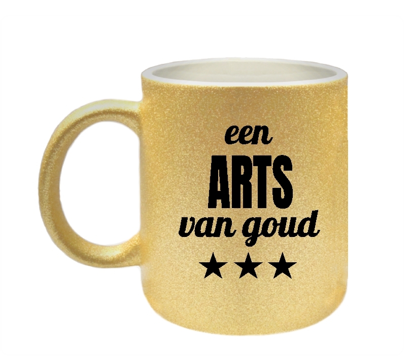 Beker met gouden glitters voor een arts van goud