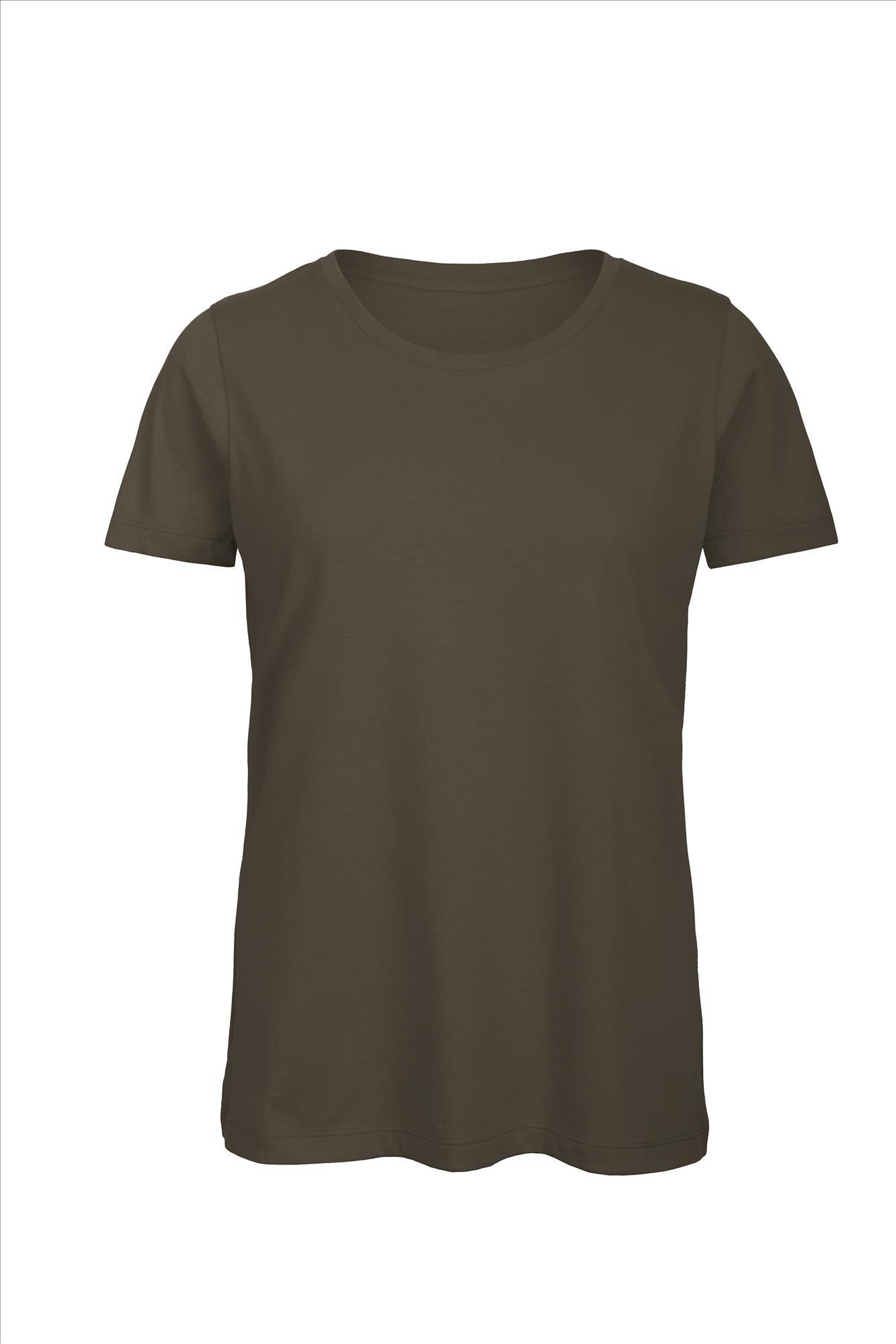 Biologische dames T-shirt khaki te personaliseren bedrukbaar